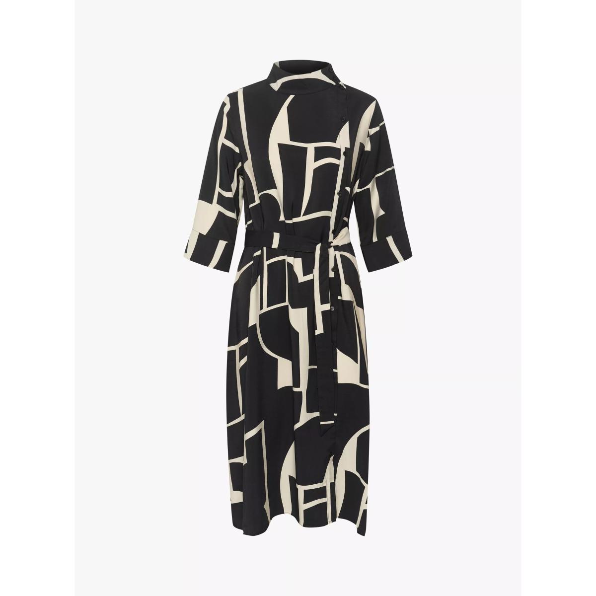 MY ESSENTIAL WARDROBE Kelly Graphic Print Midi Dress, Black/Ecru – image 6