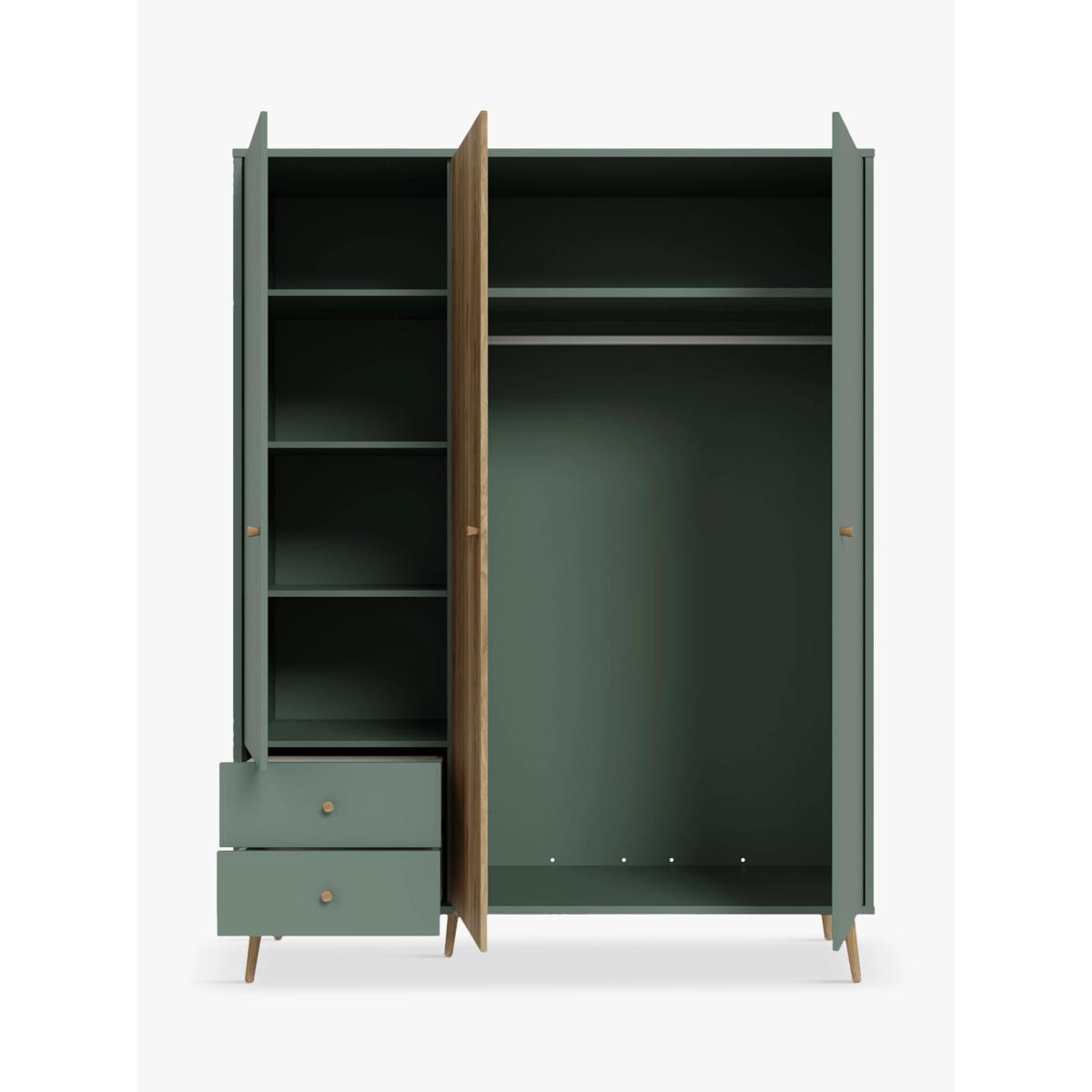 Easy Klix Harllson 3 Door Wardrobe with 2 Drawers, Green/Oak – image 3