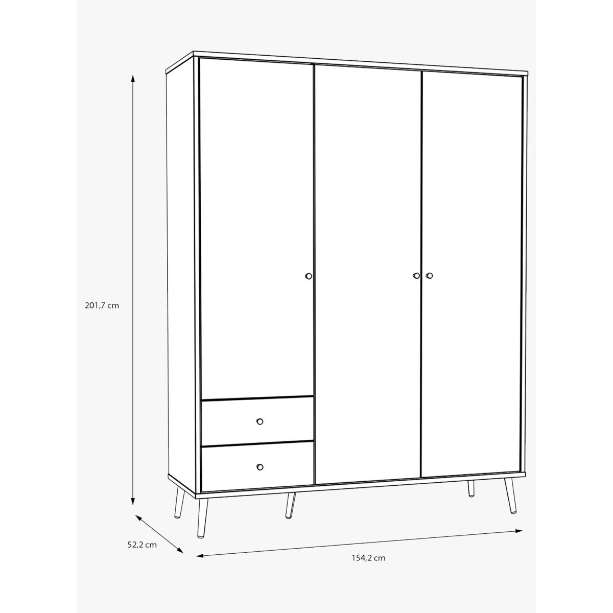Easy Klix Harllson 3 Door Wardrobe with 2 Drawers, Green/Oak – image 6