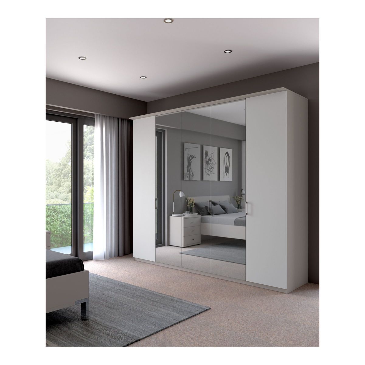 John Lewis & Partners Elstra 250cm Mirrored 5 Hinged Doors Wardrobe – image 3