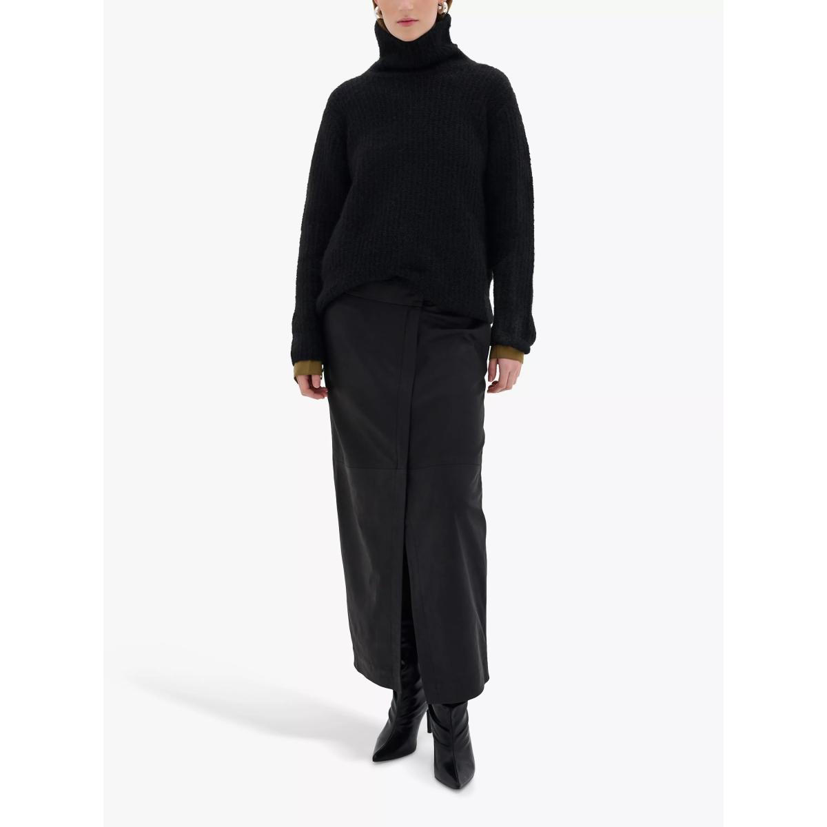 MY ESSENTIAL WARDROBE Gitta Wrap Leather Skirt, Black – image 3