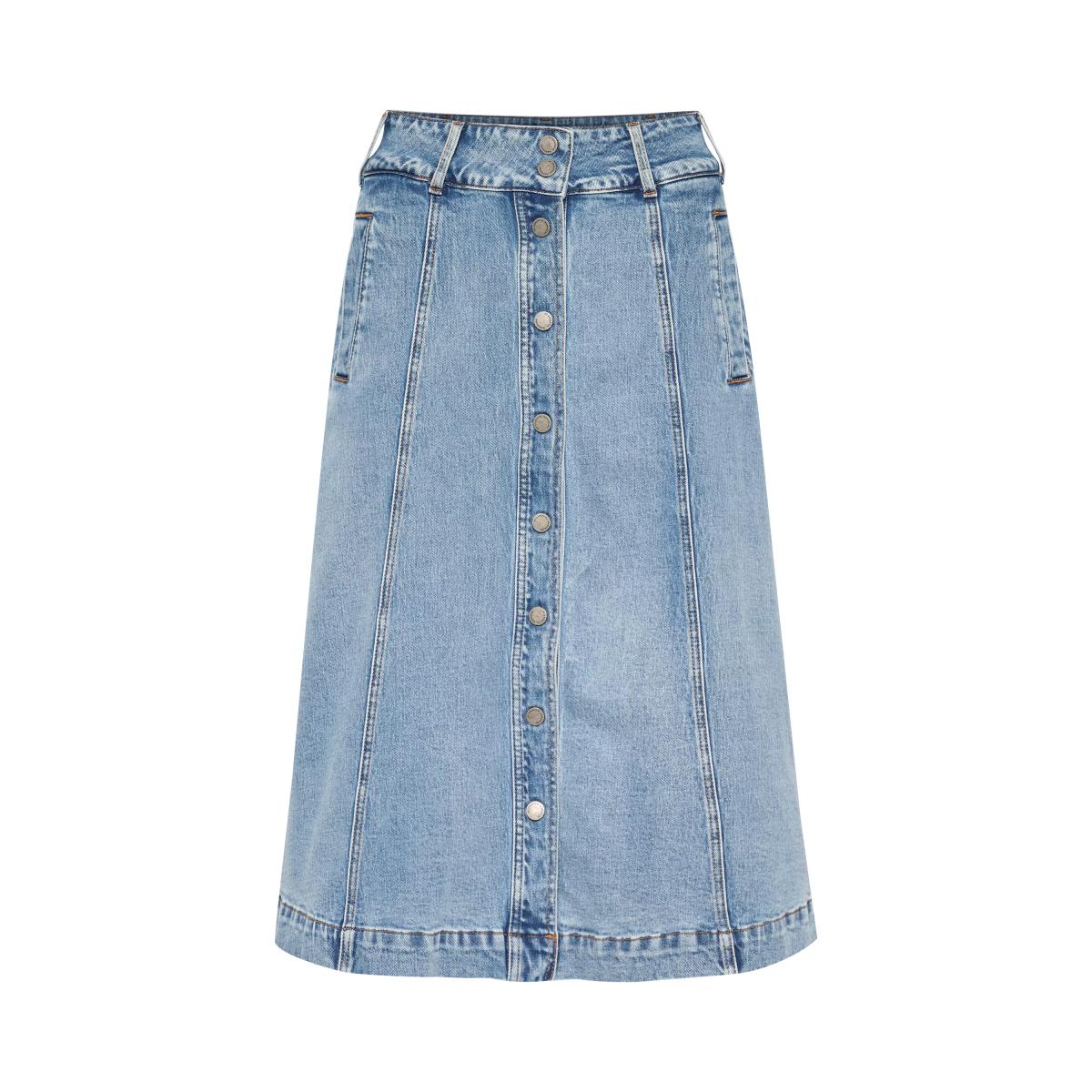 MY ESSENTIAL WARDROBE Dango Button Front Denim Skirt, Light Blue Retro Wash – image 4