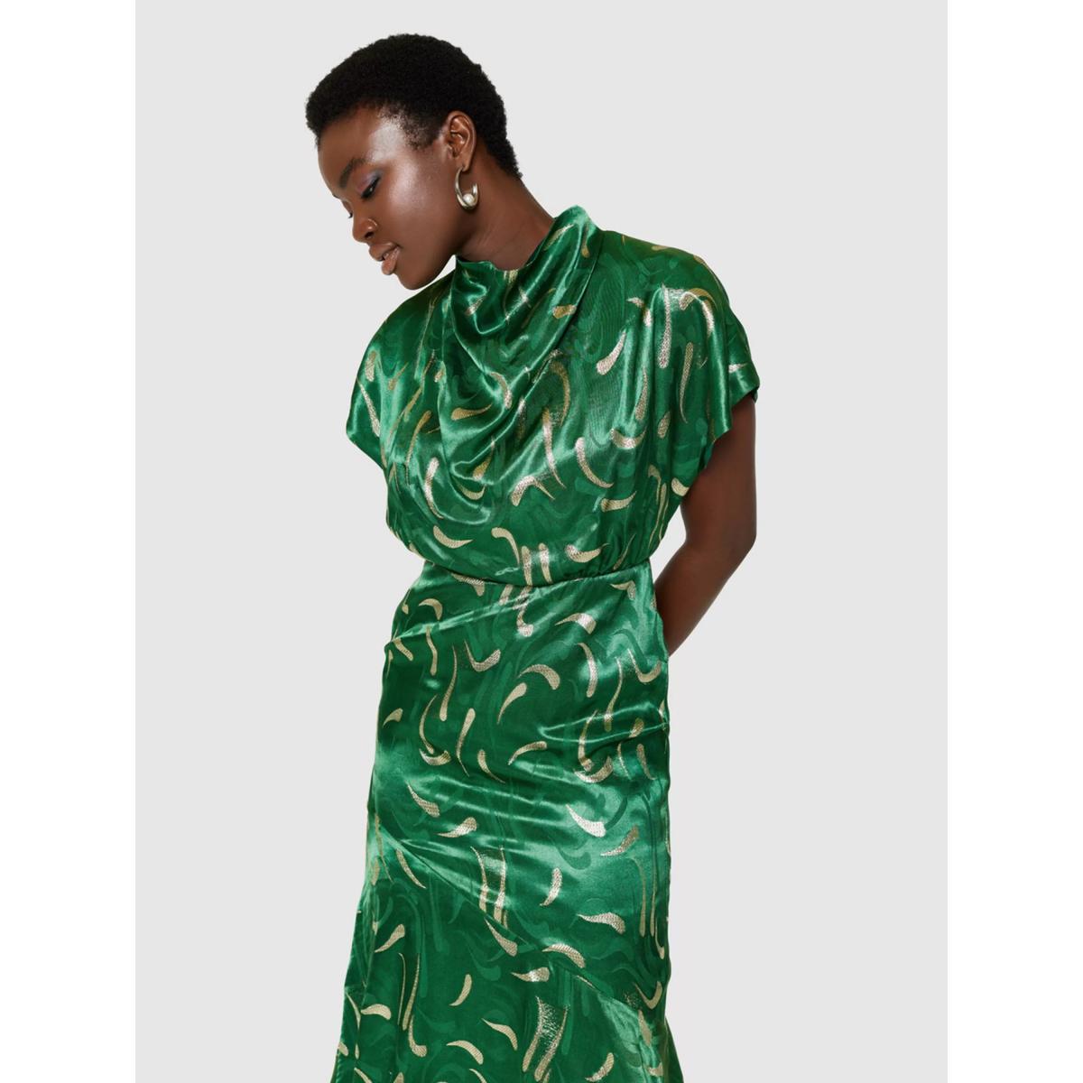 Closet London Cowl Neck A-Line Satin Midi Dress, Green – image 3