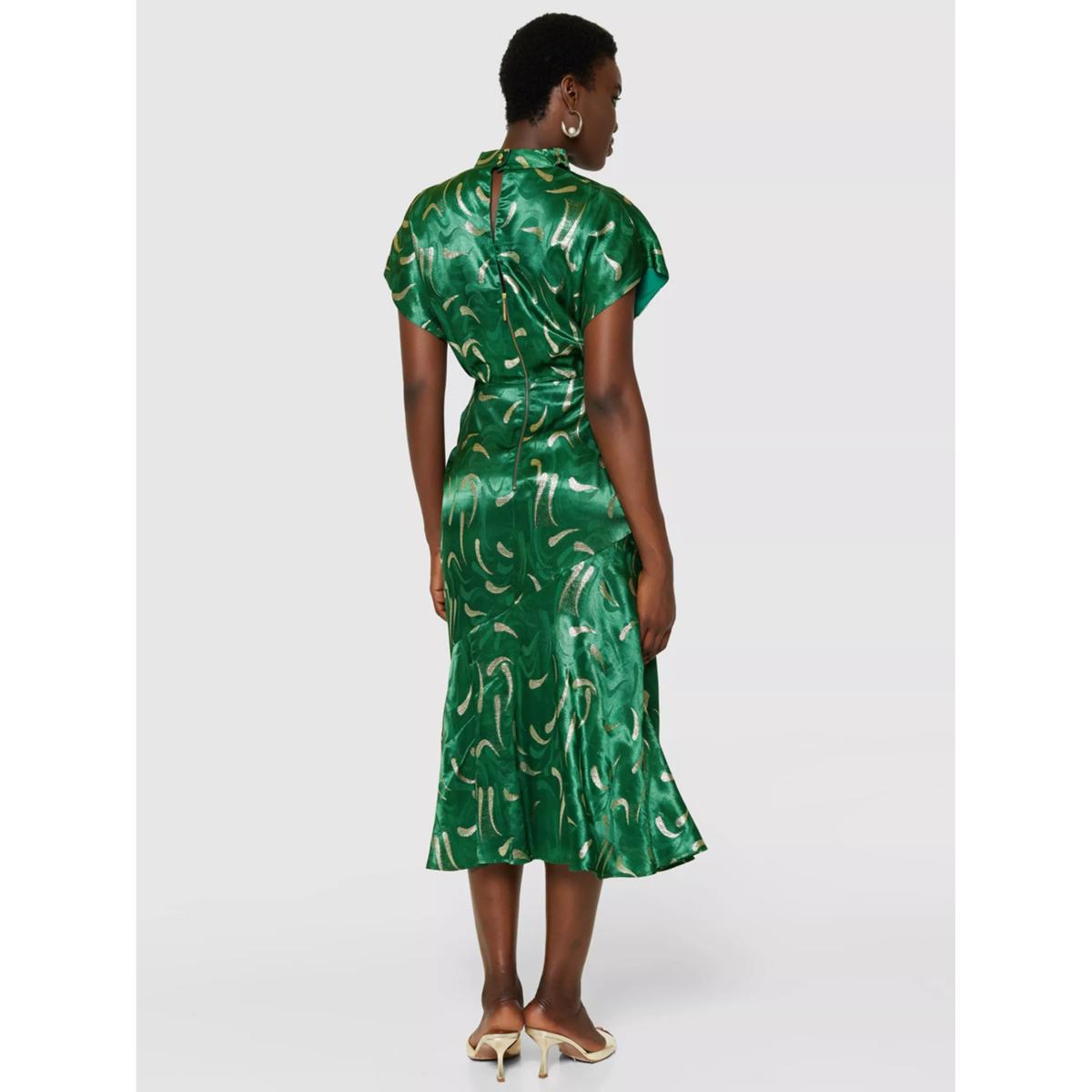 Closet London Cowl Neck A-Line Satin Midi Dress, Green – image 4