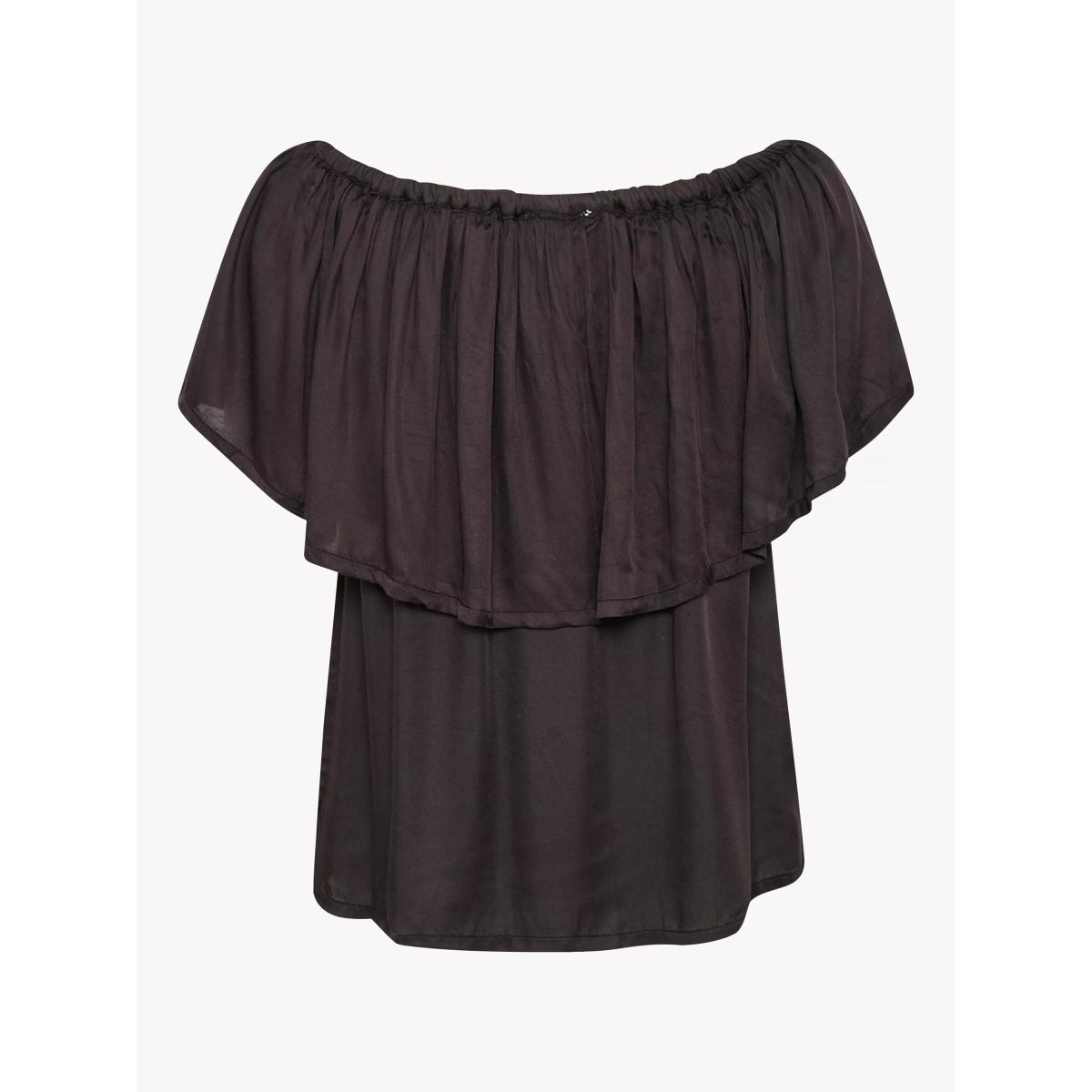 MY ESSENTIAL WARDROBE Melissa Bardot Ruffle Top, Black – image 5