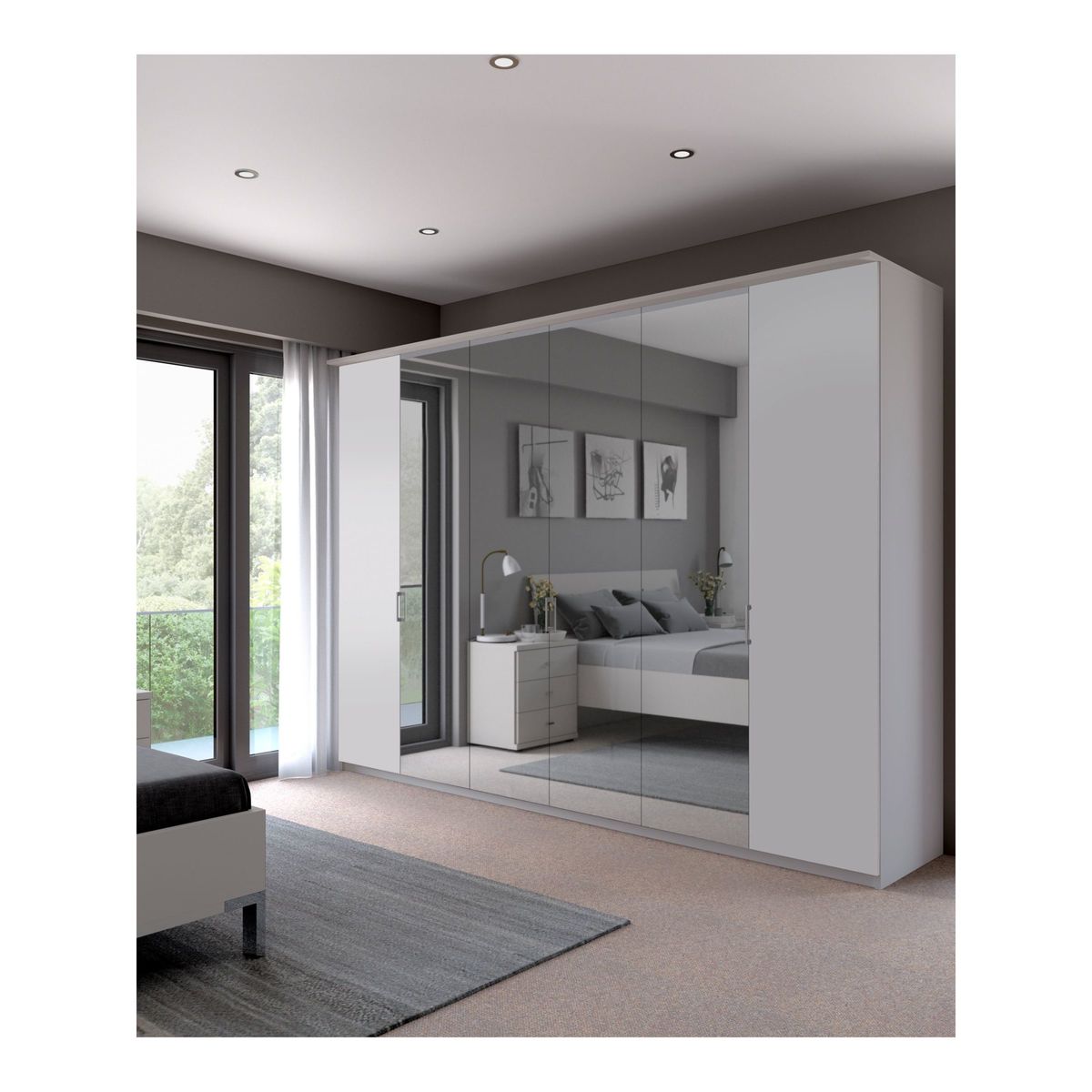 John Lewis & Partners Elstra 300cm Mirrored 6 Hinged Doors Wardrobe – image 3