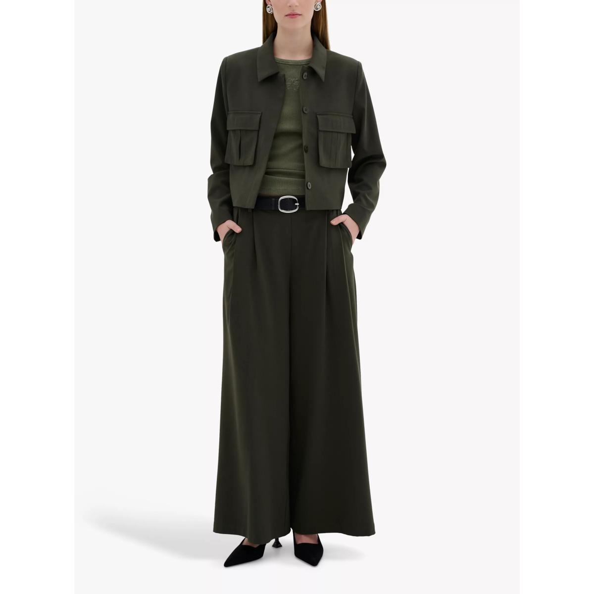 MY ESSENTIAL WARDROBE Hace Wide Leg Trousers, Dark/Green – image 3