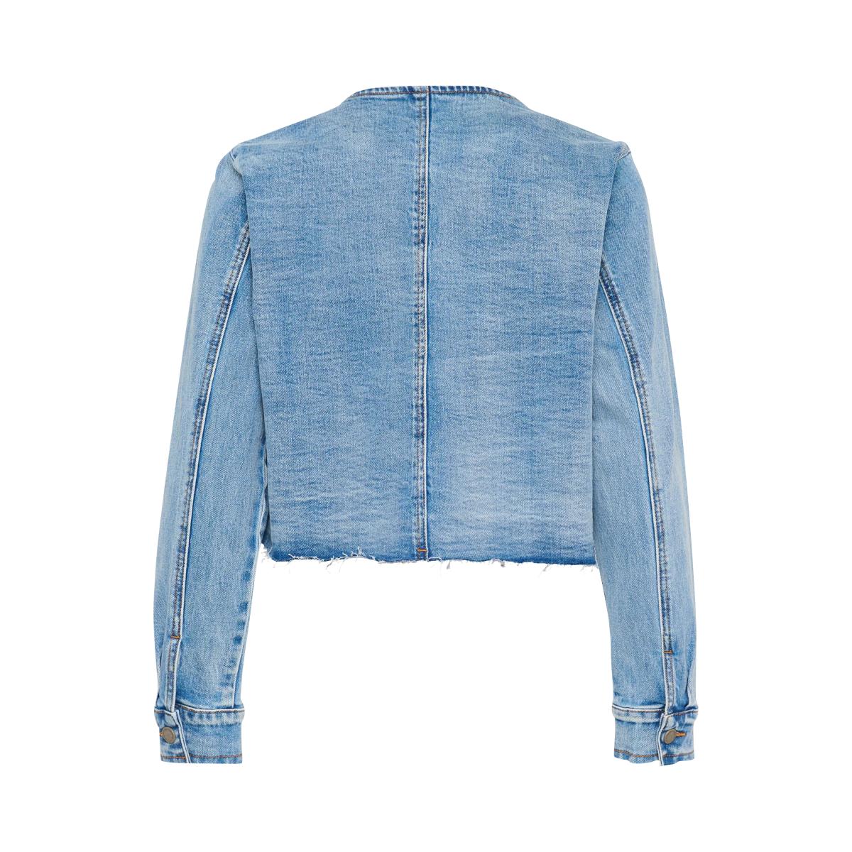 MY ESSENTIAL WARDROBE Dango Round Neck Denim Jacket, Mid Blue – image 6
