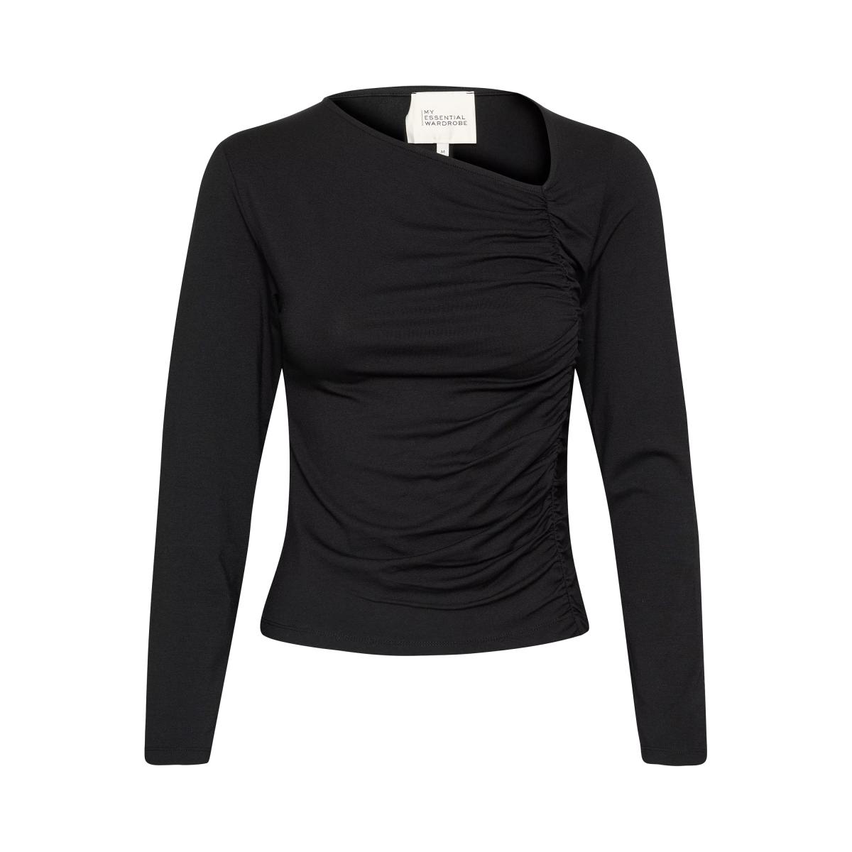 MY ESSENTIAL WARDROBE Allura Asymmetric Ruche Top, Black – image 4