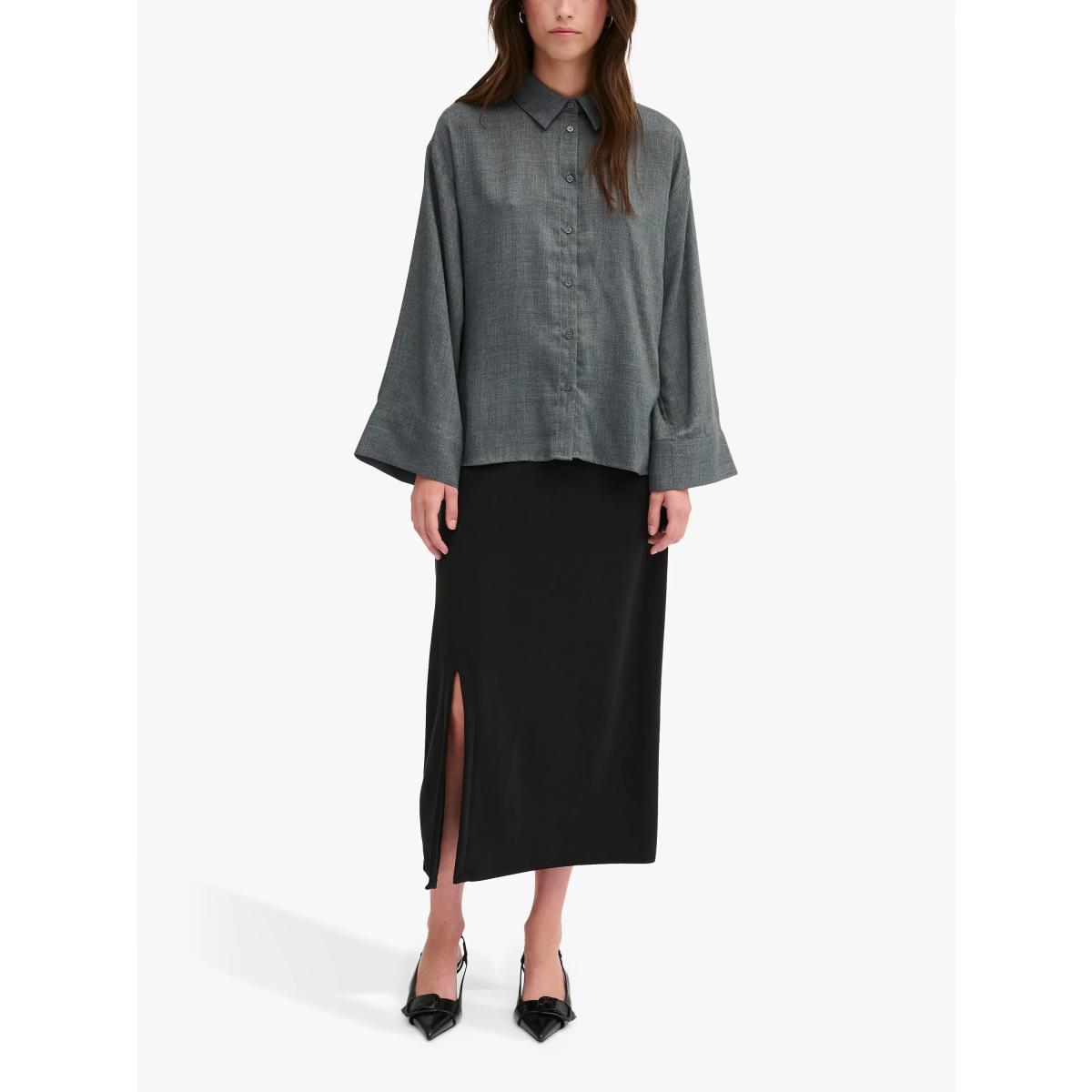 MY ESSENTIAL WARDROBE Elle High Waisted Midi Skirt, Black – image 3