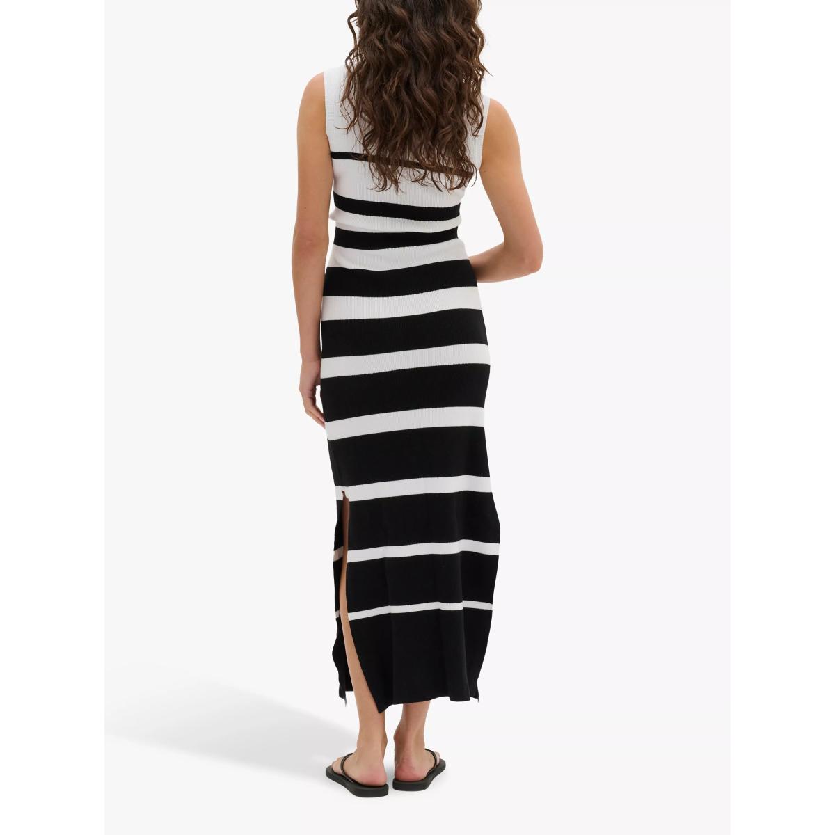MY ESSENTIAL WARDROBE Zeke Rib Knit Striped Bodycon Maxi Dress, Snow White/Black – image 2