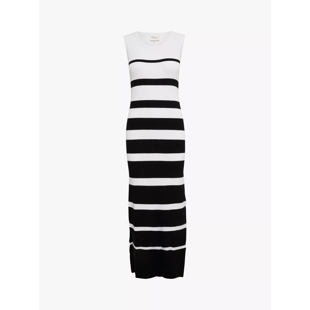 MY ESSENTIAL WARDROBE Zeke Rib Knit Striped Bodycon Maxi Dress, Snow White/Black – image 4