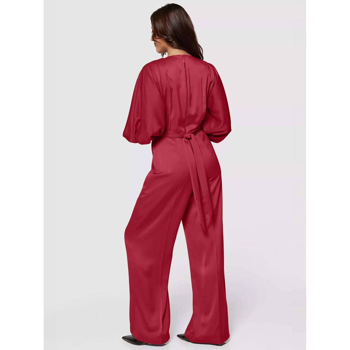 Closet London Matte Satin Jumpsuit, Red – image 2