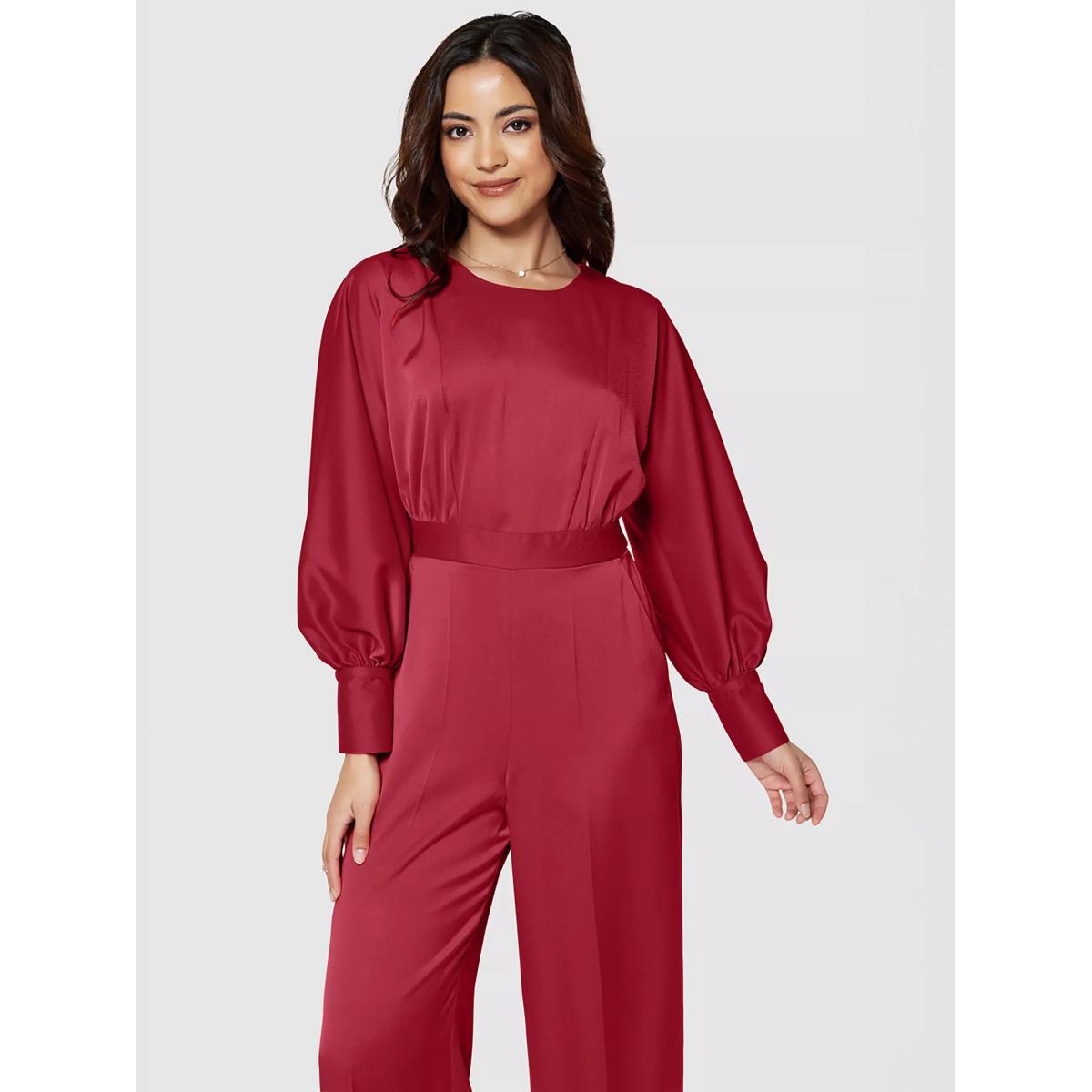 Closet London Matte Satin Jumpsuit, Red – image 4