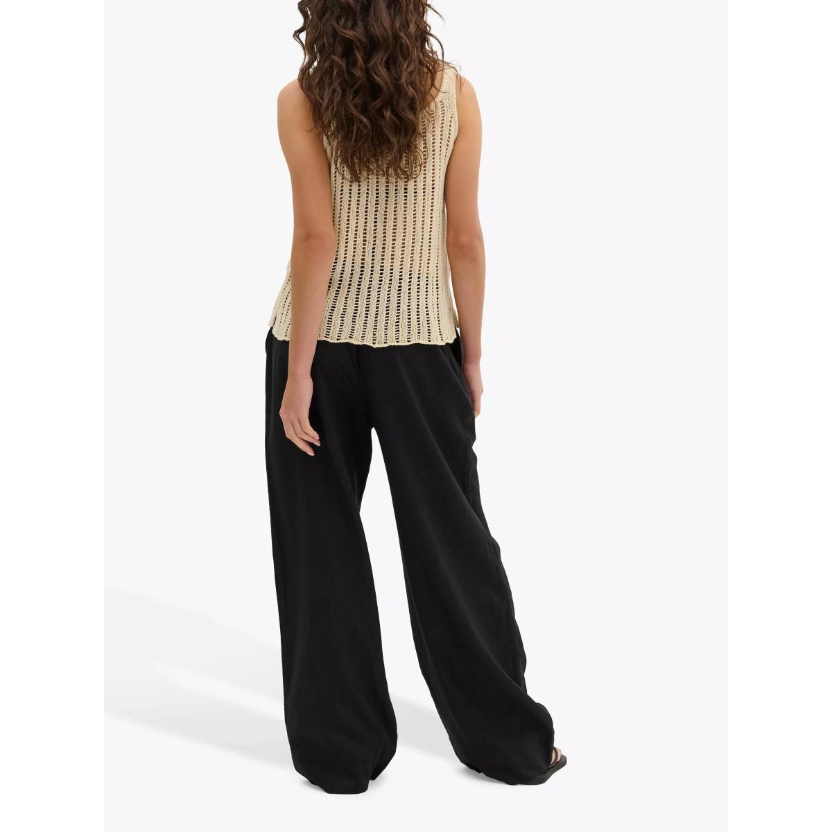 MY ESSENTIAL WARDROBE Dias Elastic Waist Wide Leg Trousers, Black – image 2