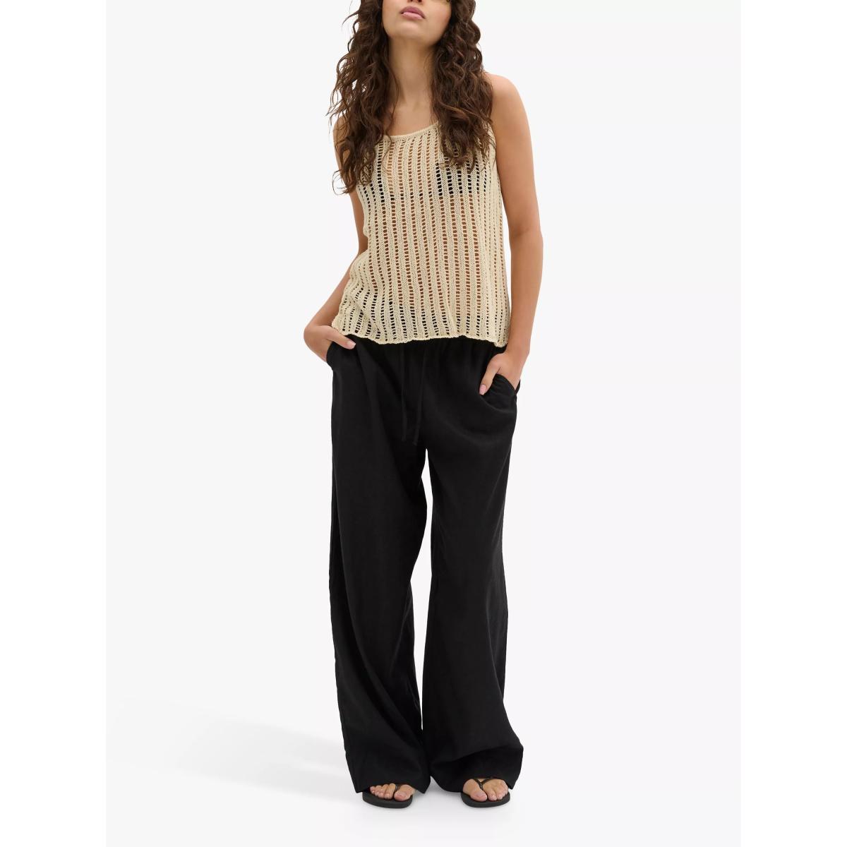 MY ESSENTIAL WARDROBE Dias Elastic Waist Wide Leg Trousers, Black – image 3