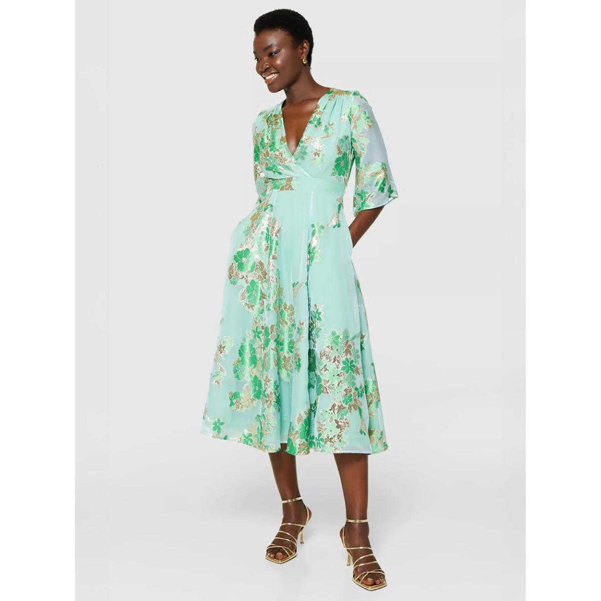 Closet London Floral Wrap Dress, Green/Multi – image 3