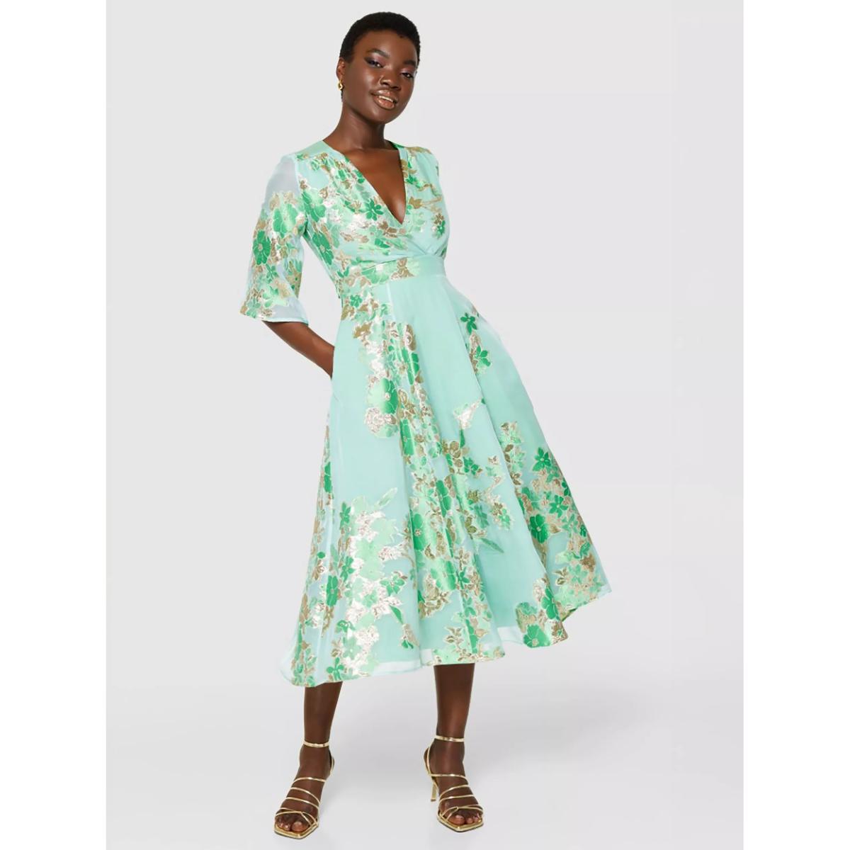 Closet London Floral Wrap Dress, Green/Multi – image 4