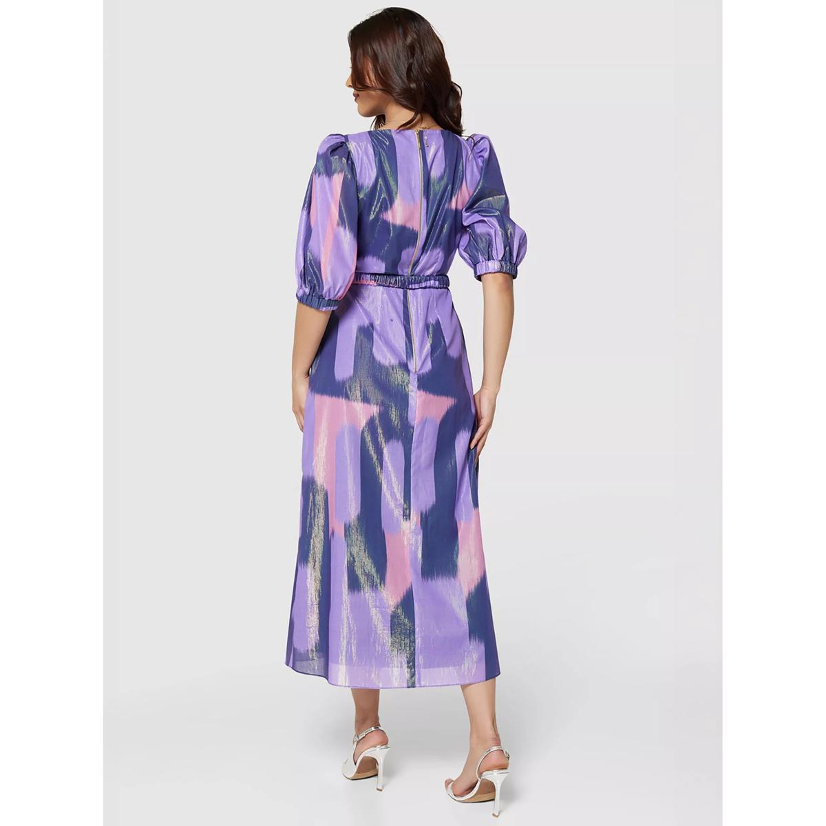 Closet London Abstract Puff Sleeve Dress, Purple – image 2