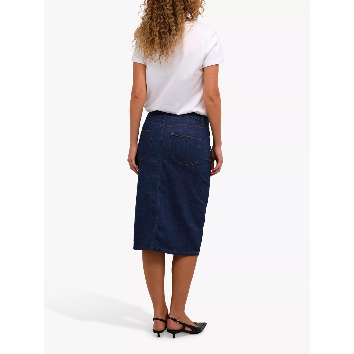 MY ESSENTIAL WARDROBE Dekota Denim High-Waisted Midi Skirt, Dark Blue – image 2