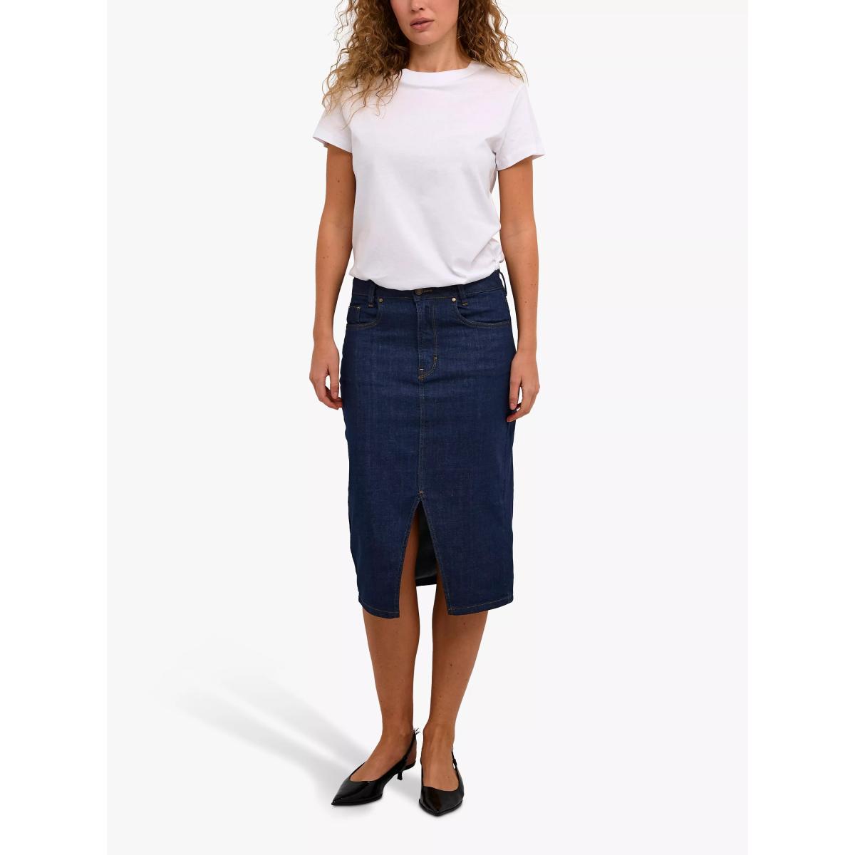 MY ESSENTIAL WARDROBE Dekota Denim High-Waisted Midi Skirt, Dark Blue – image 3