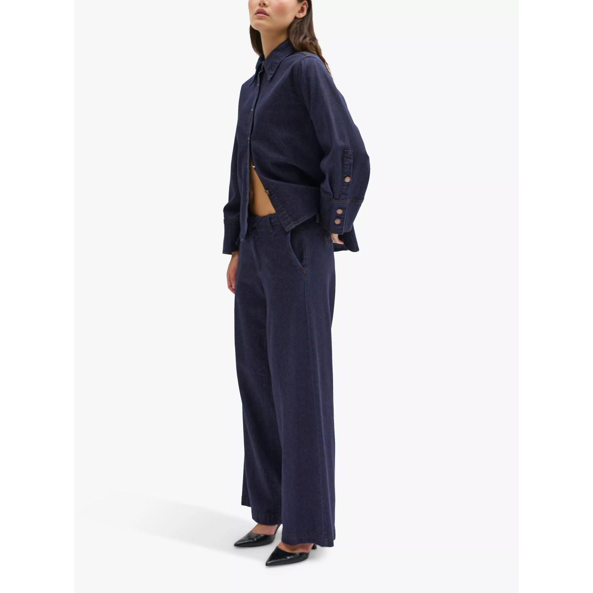 MY ESSENTIAL WARDROBE Lara Wide Leg Jeans, Dark Blue Un-wash – image 3