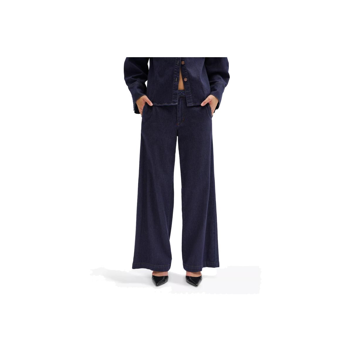 MY ESSENTIAL WARDROBE Lara Wide Leg Jeans, Dark Blue Un-wash – image 1