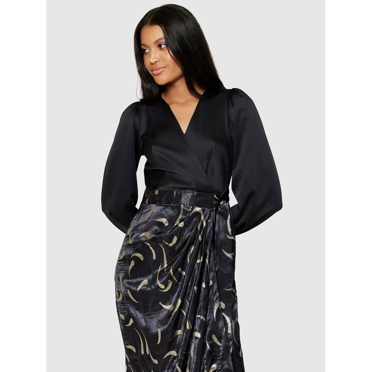 Closet London Wrap 2-In-1 Draped Skirt Dress, Black – image 2