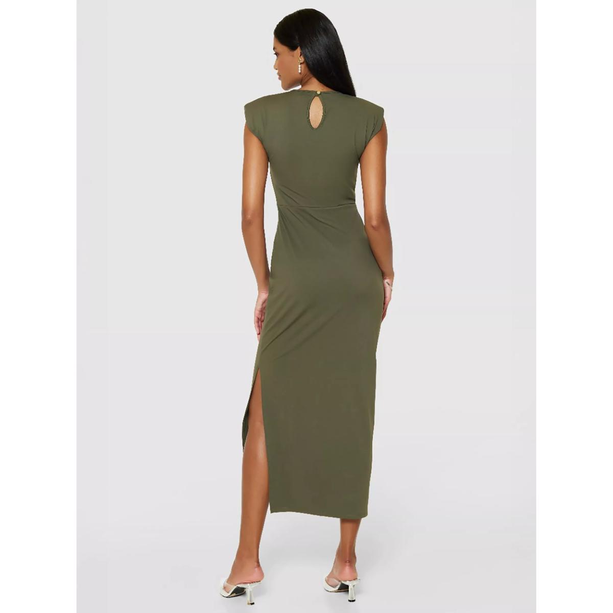 Closet London Twist Knot Pencil Dress, Dark Olive – image 2