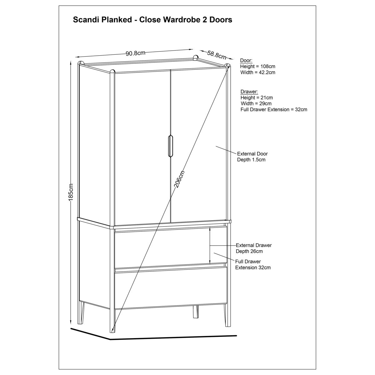 John Lewis Scandi Double Wardrobe with 2 Drawers, Oak – image 2