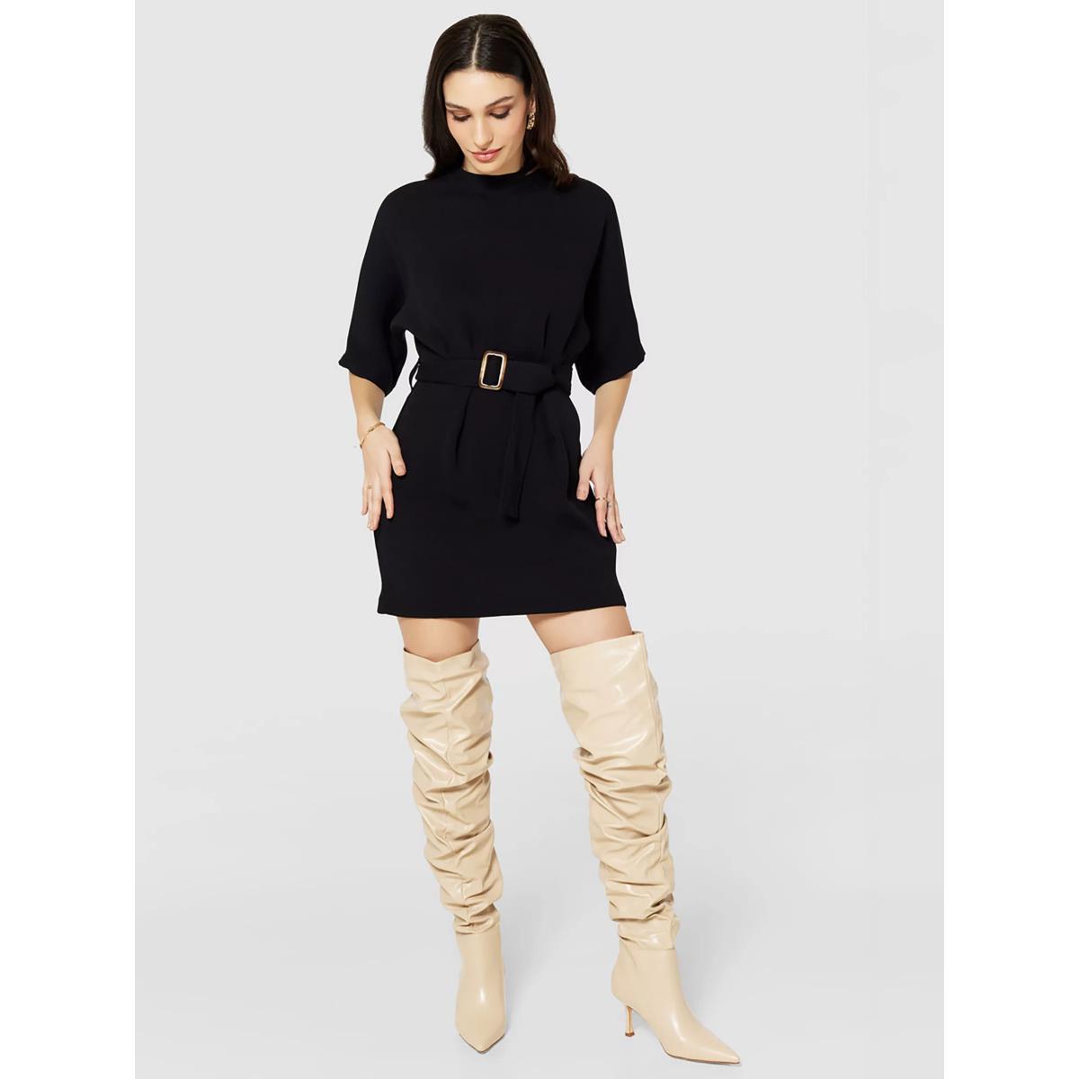 Closet London Tie Belt Kimono Mini Dress, Black – image 2