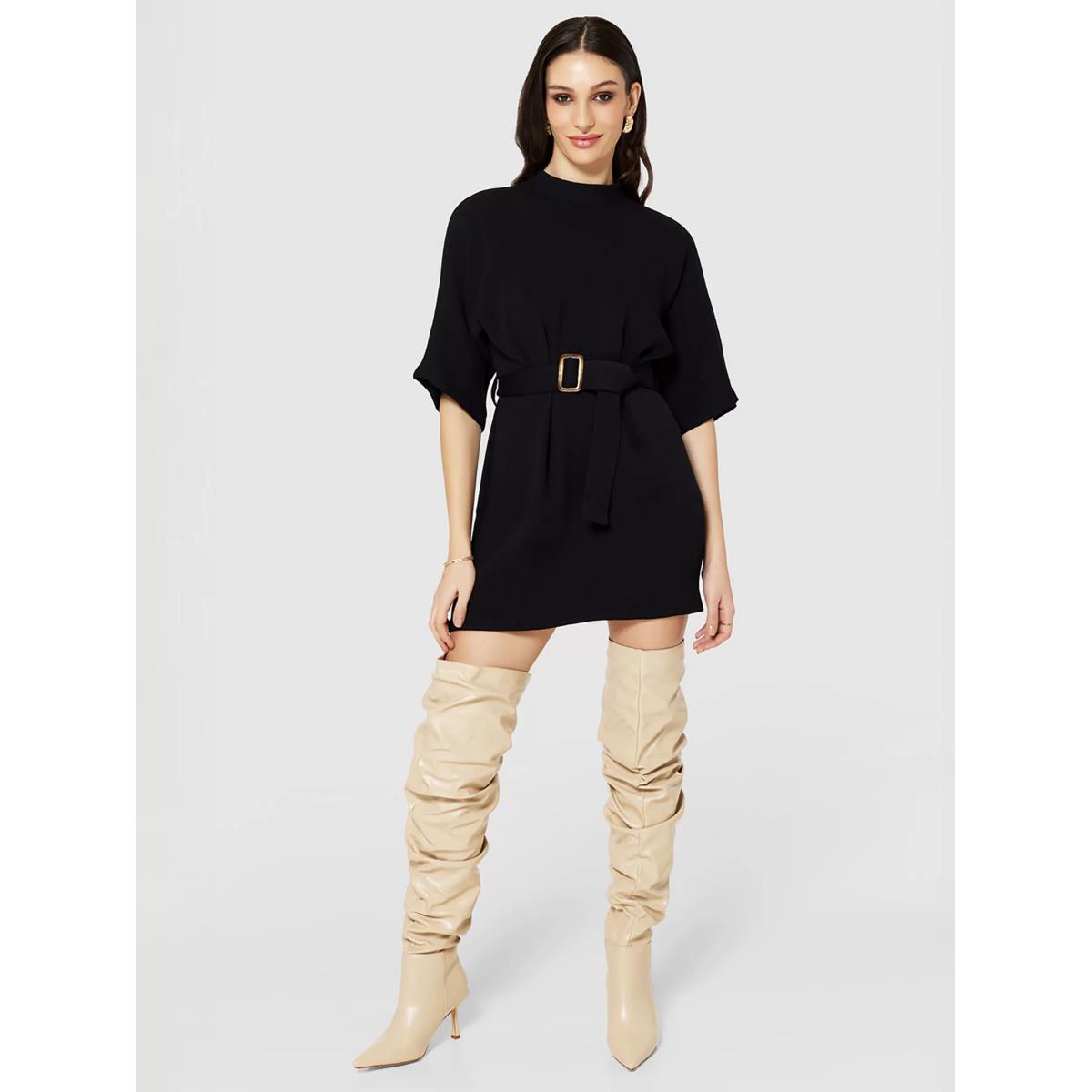 Closet London Tie Belt Kimono Mini Dress, Black – image 3