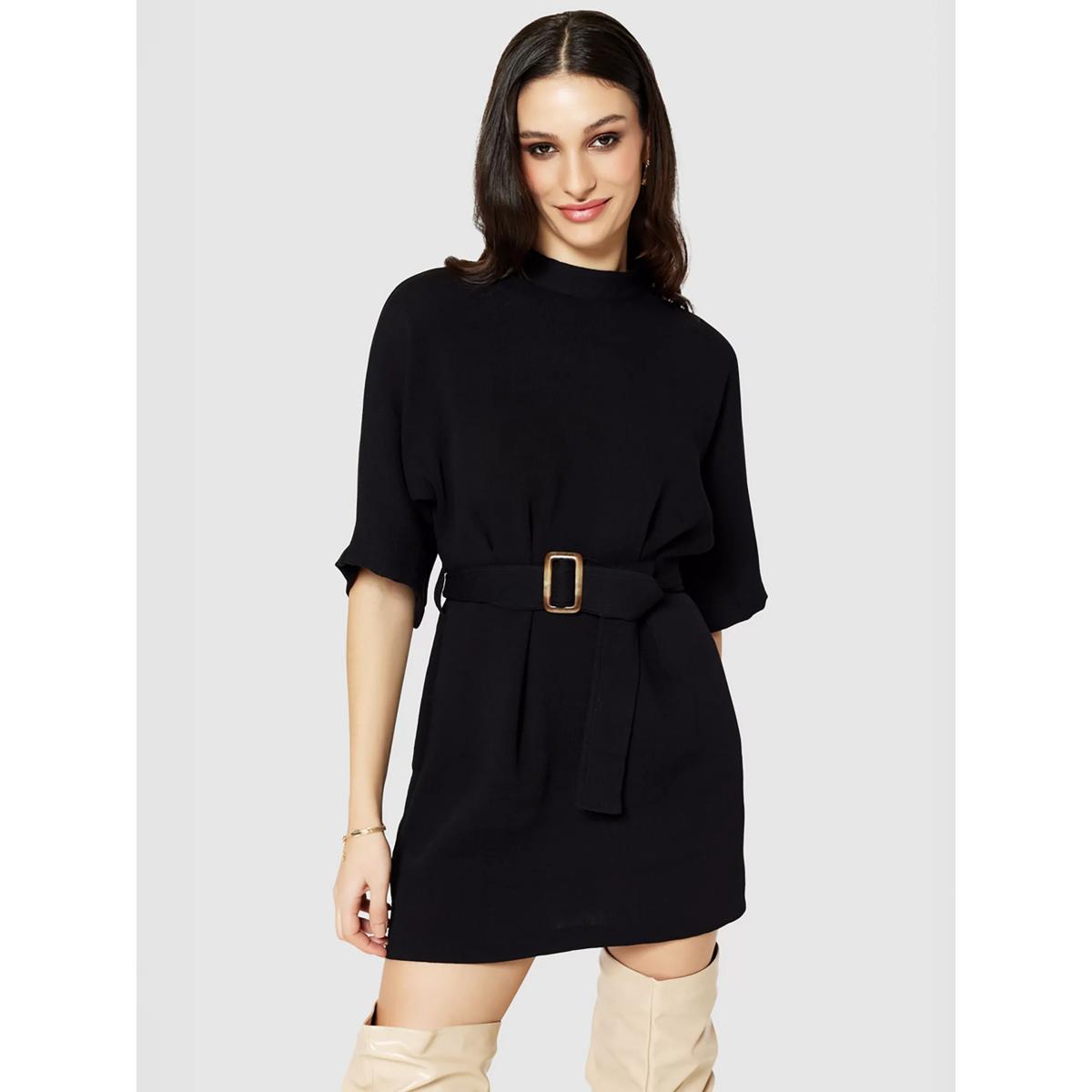 Closet London Tie Belt Kimono Mini Dress, Black – image 4