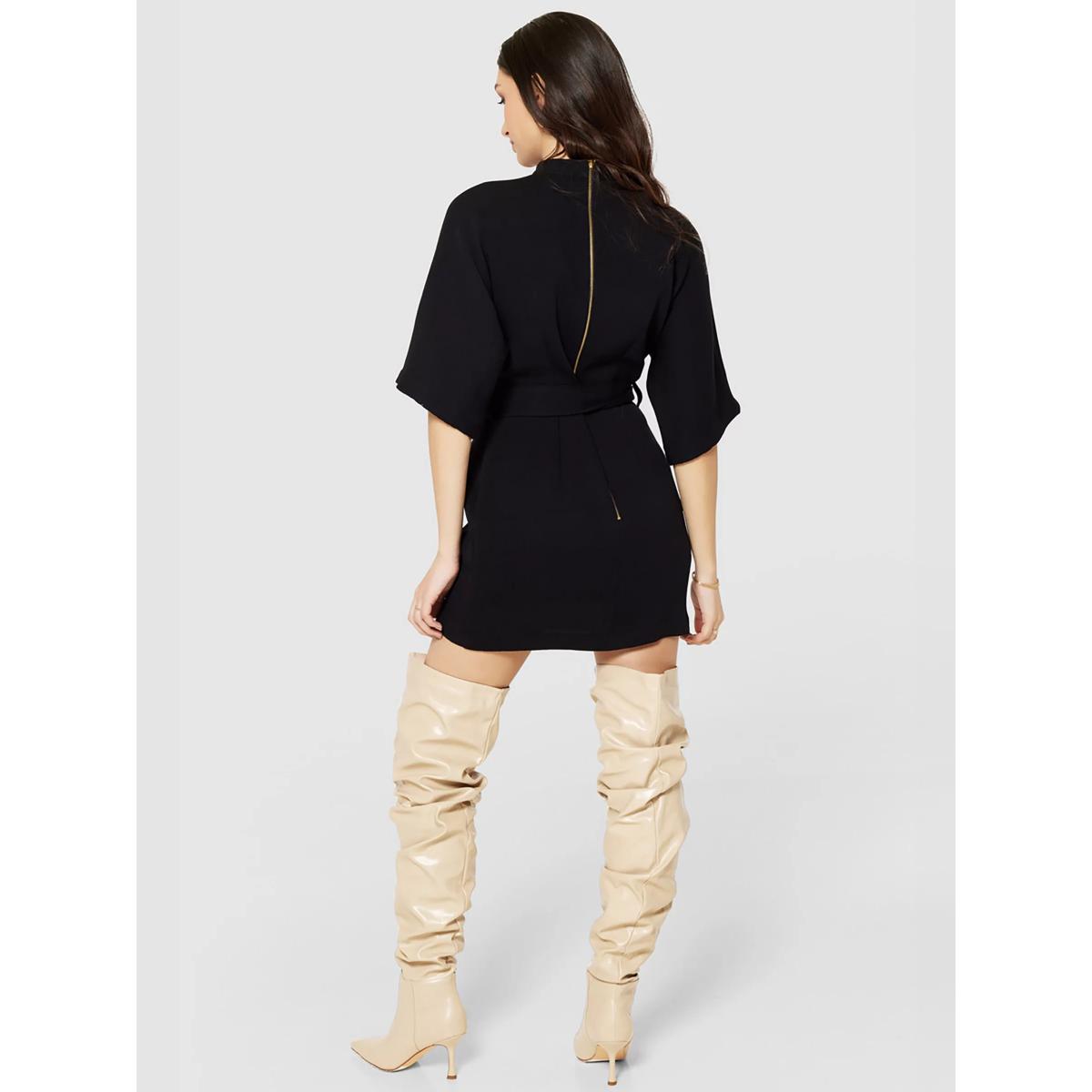 Closet London Tie Belt Kimono Mini Dress, Black – image 5