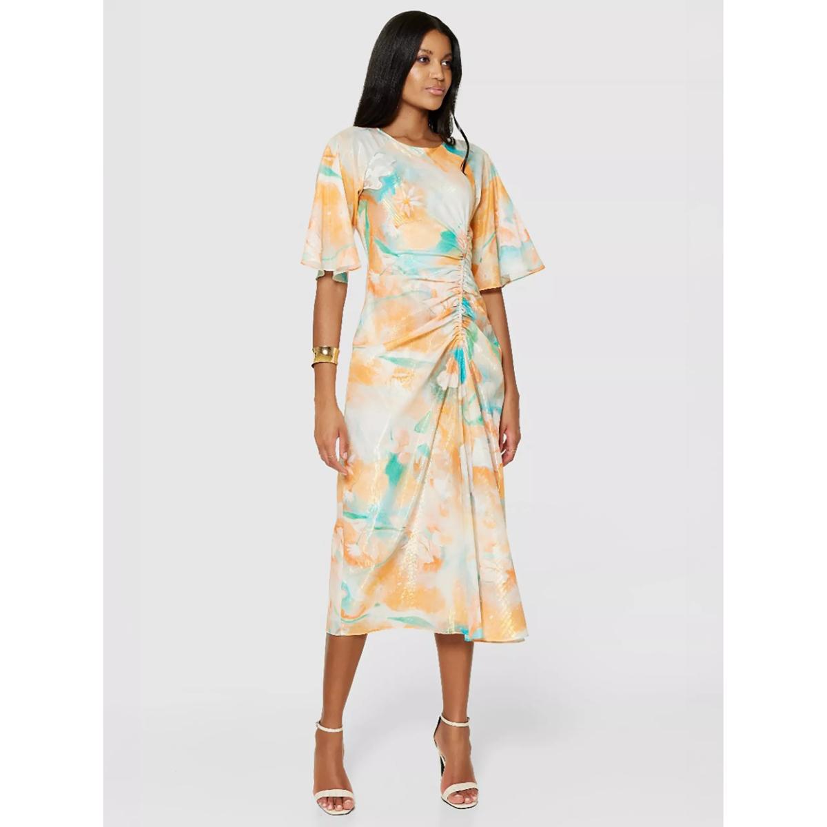 Closet London Abstract Ruched Side Dress, Multi – image 3