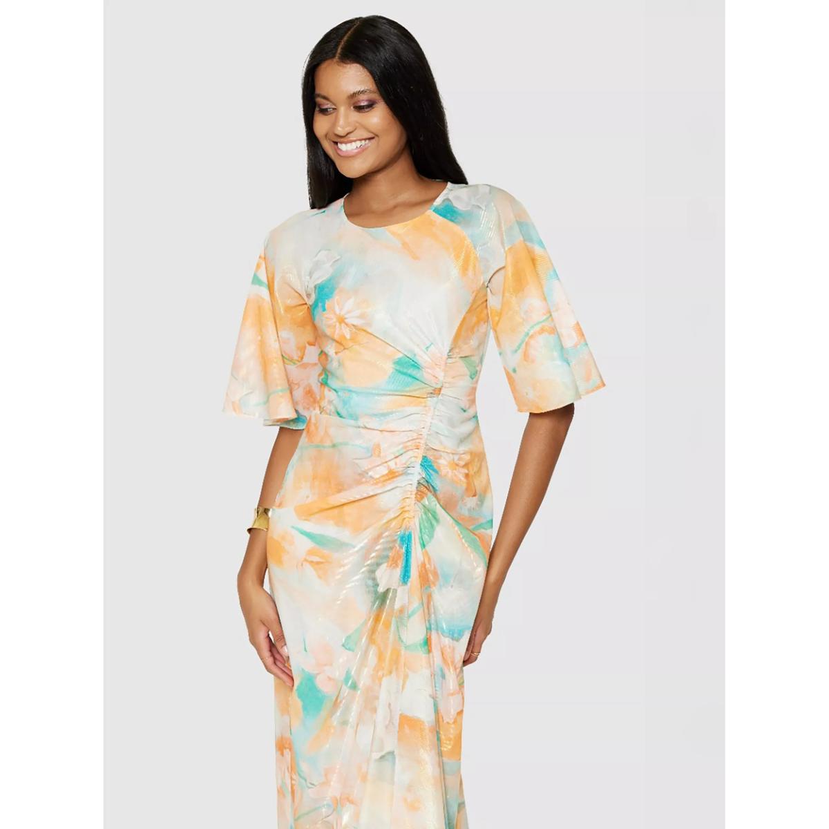 Closet London Abstract Ruched Side Dress, Multi – image 4