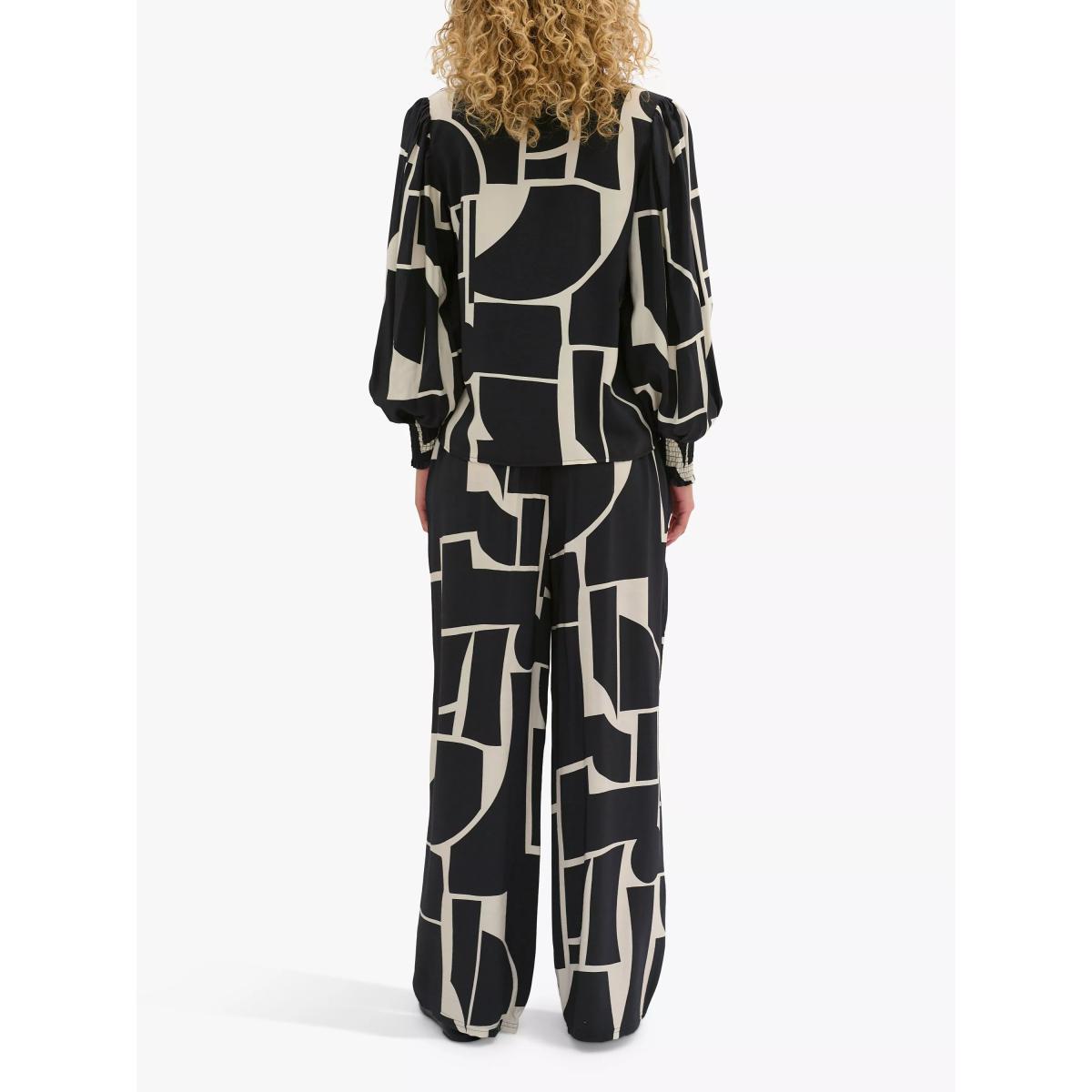 MY ESSENTIAL WARDROBE Kelly Graphic Print Blouse, Black/Ecru – image 2