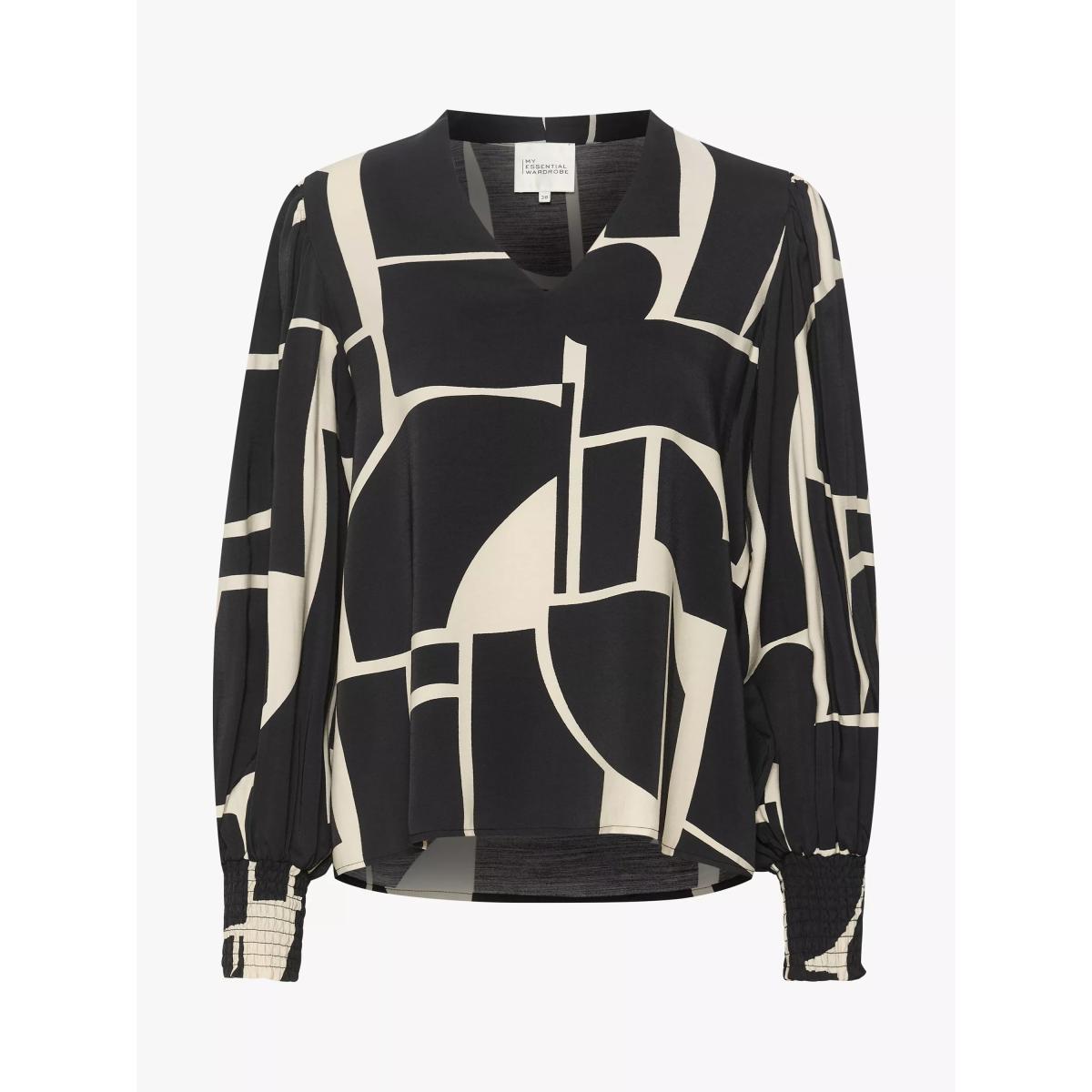 MY ESSENTIAL WARDROBE Kelly Graphic Print Blouse, Black/Ecru – image 3