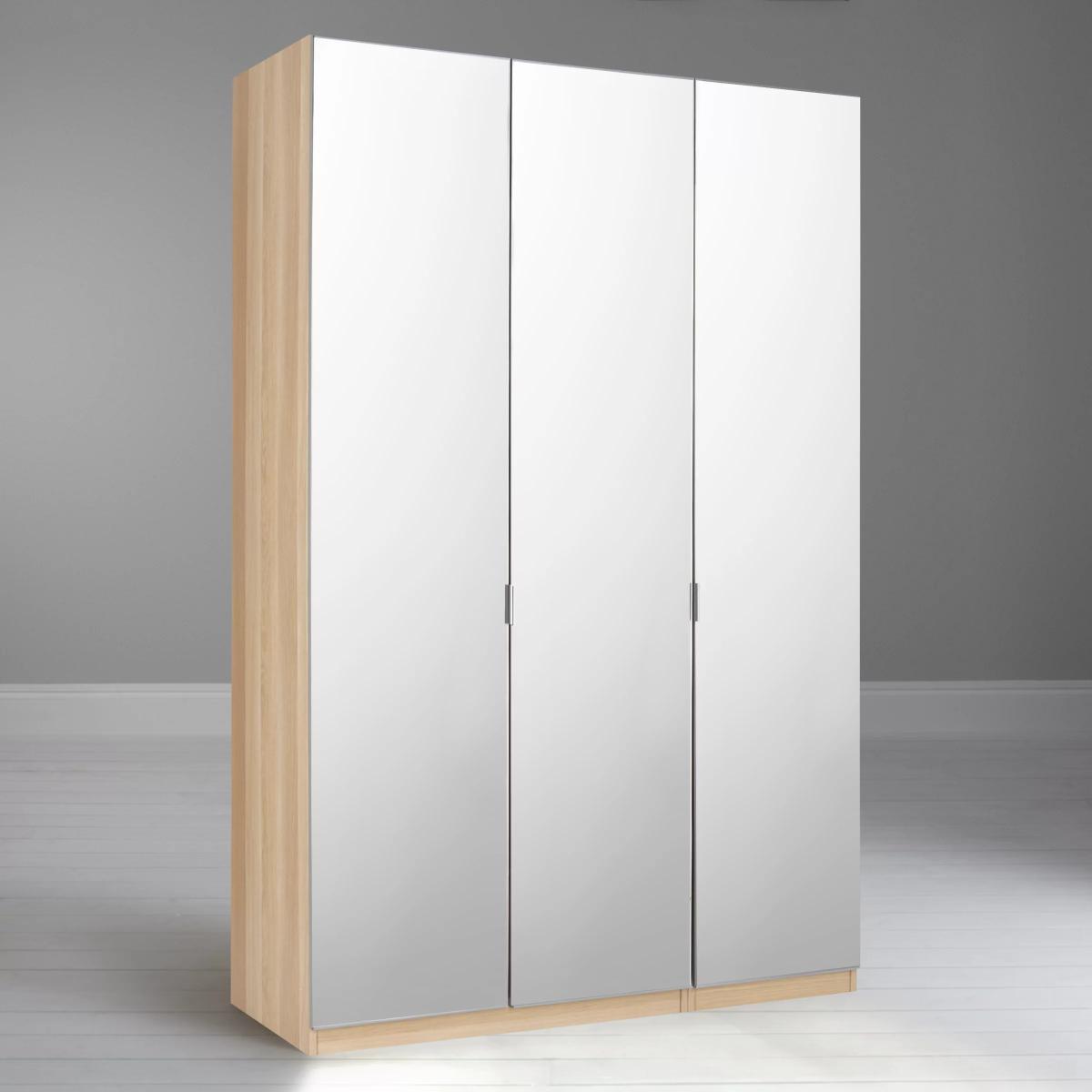 ANYDAY John Lewis & Partners Mix it Tall Mirrored Triple Wardrobe, Mirror/Natural Oak – image 3