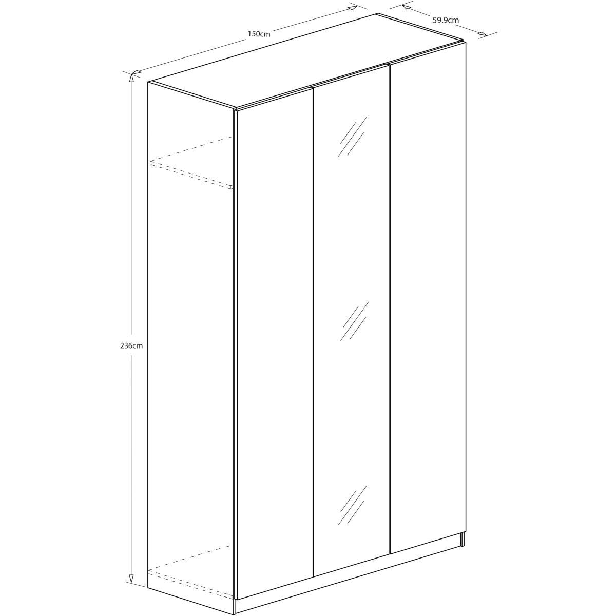 ANYDAY John Lewis & Partners Mix it Tall Mirrored Triple Wardrobe, Mirror/Natural Oak – image 7