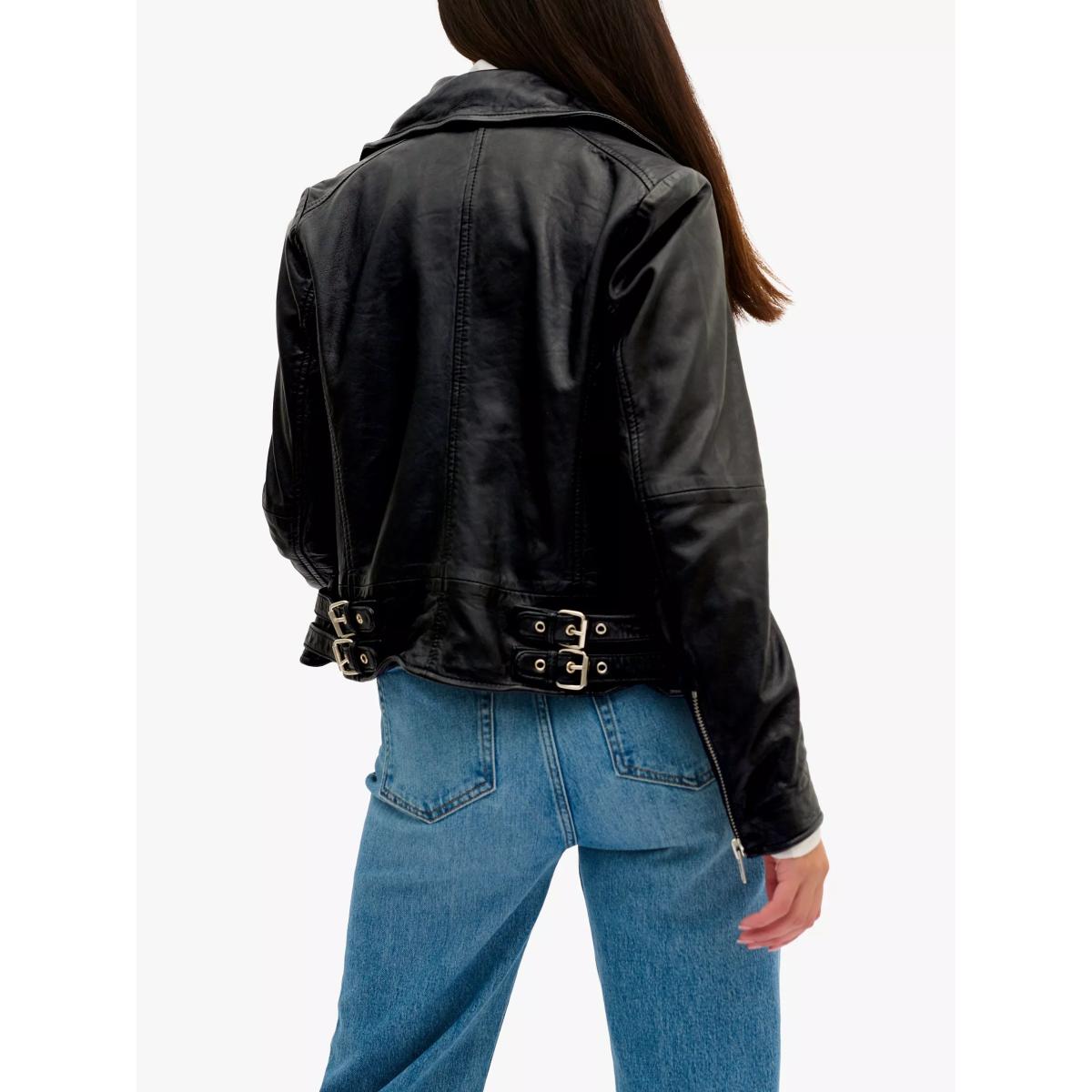 MY ESSENTIAL WARDROBE Leather Biker Jacket, Black – image 2