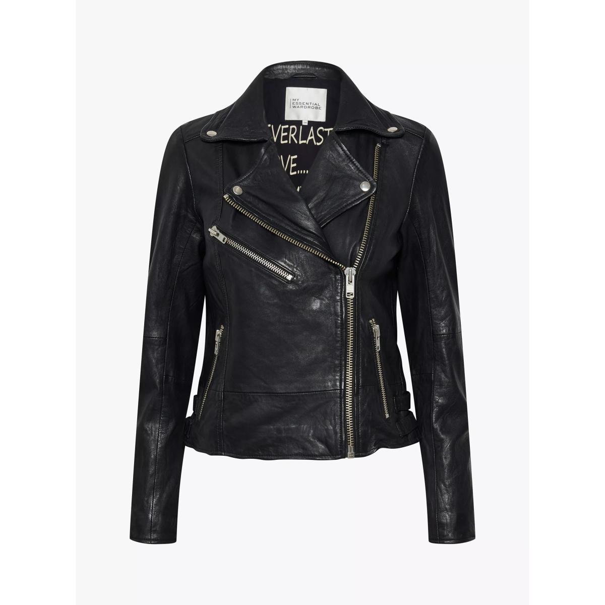 MY ESSENTIAL WARDROBE Leather Biker Jacket, Black – image 3