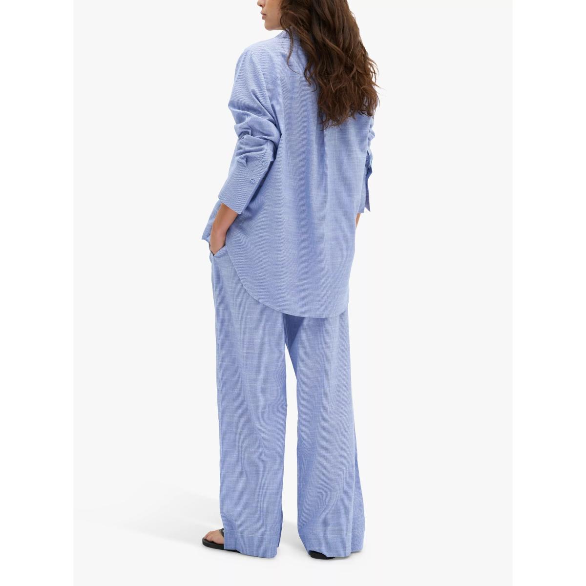 MY ESSENTIAL WARDROBE Skye High Waisted Wide Leg Trousers, Delft Blue Striped – image 2