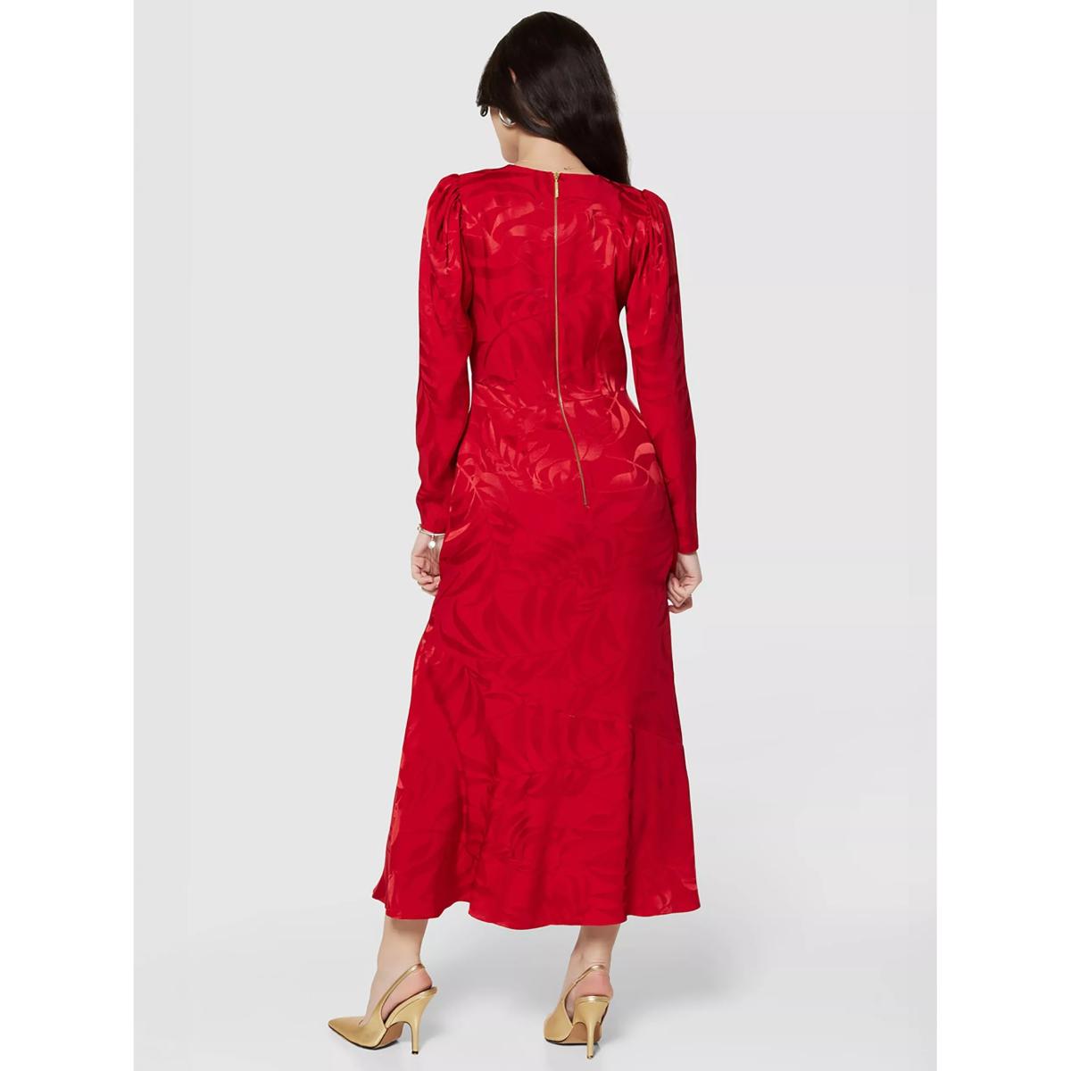 Closet London Jacquard Leaf Dress, Red – image 2
