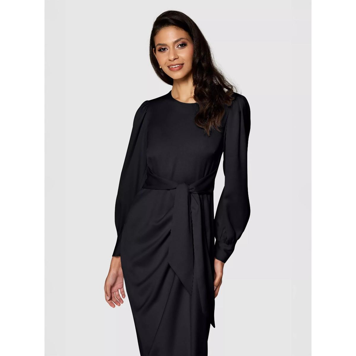 Closet London Tie Waist Pencil Dress, Black – image 4