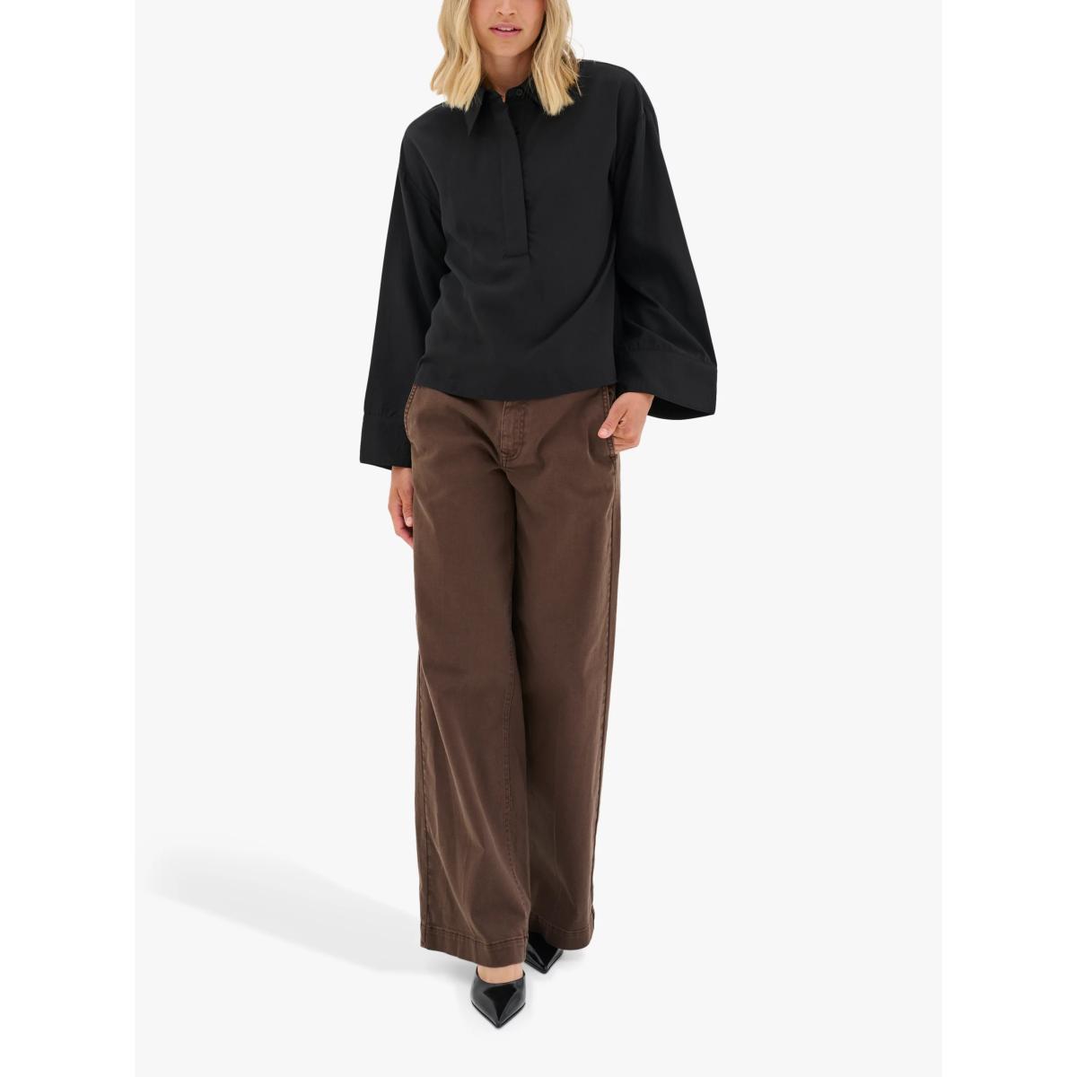 MY ESSENTIAL WARDROBE Tulla Spread Collar Top, Black – image 3