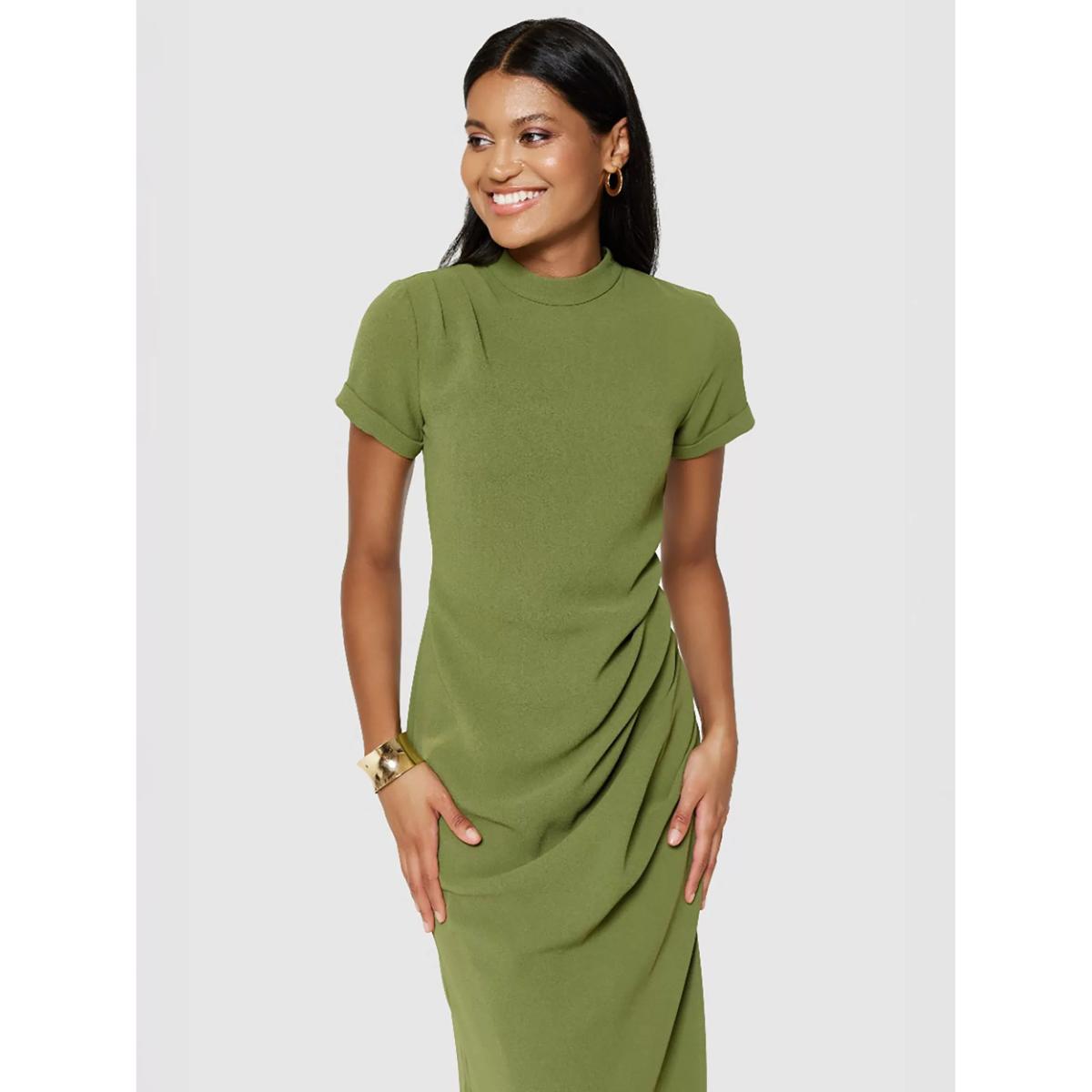 Closet London Ruched Side Pencil Dress, Olive – image 4