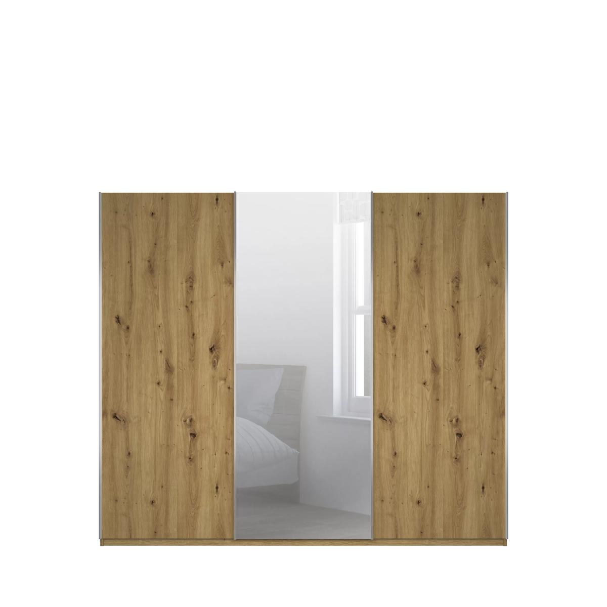John Lewis Elstra 300cm Centre Mirrored 3 Sliding Doors Wardrobe, Bianco Oak – image 3