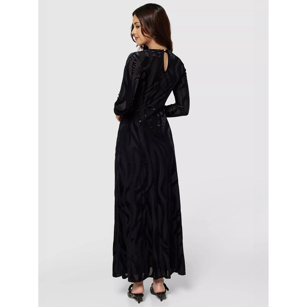 Closet London Tiger Devore Velvet Dress, Black – image 2