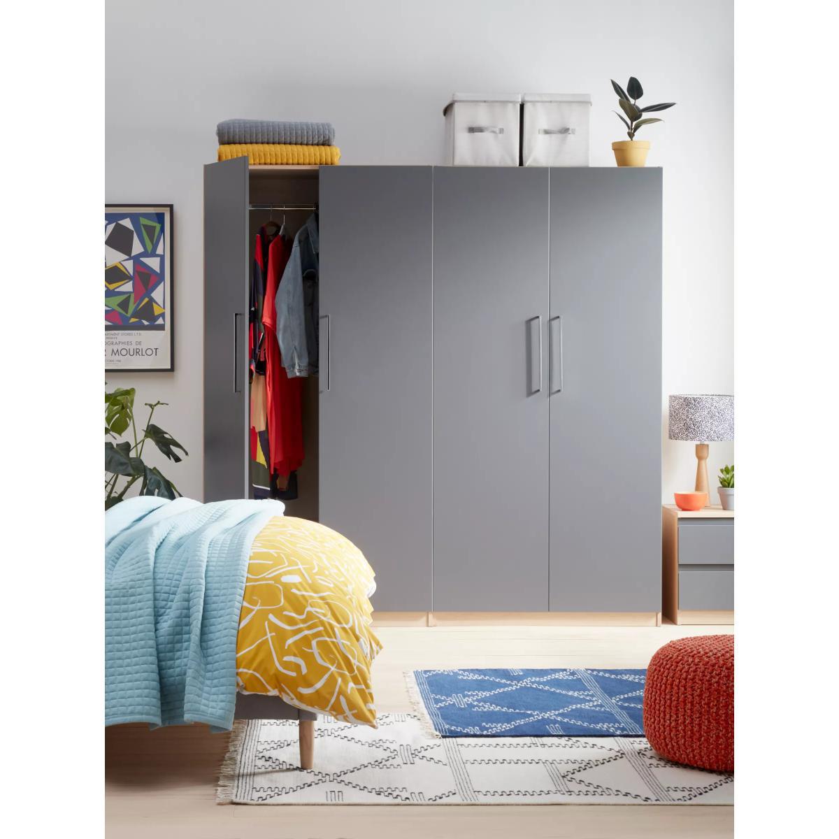 ANYDAY John Lewis & Partners Mix it Long T-bar Handle Double Wardrobe, Matt Graphite Slab/Grey Ash – image 3